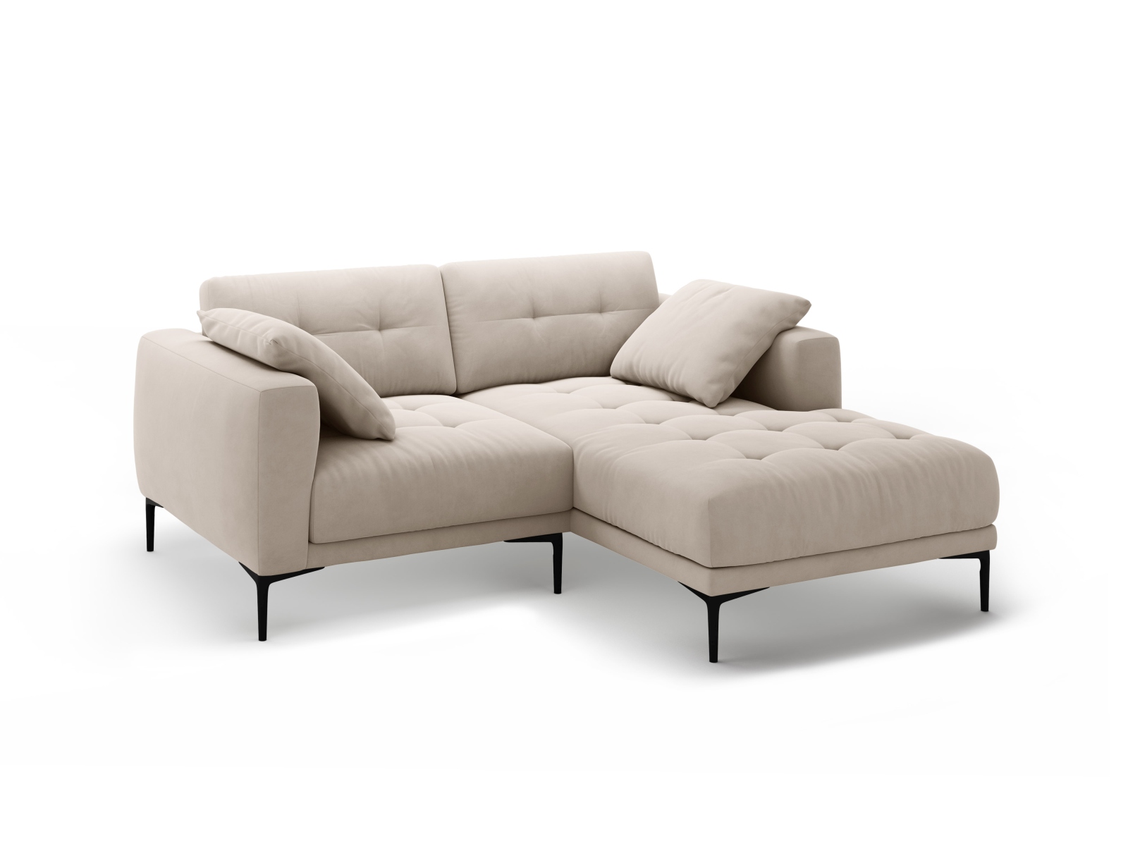 Micadoni Ecksofa Bemy 2-Sitzer Rechts Samt Beige