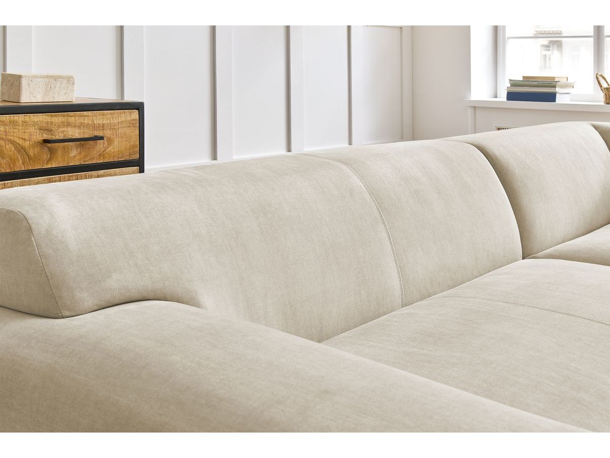 Bobochic Lavena Ecksofa 312 × 220 cm Samt Beige Ecke rechts