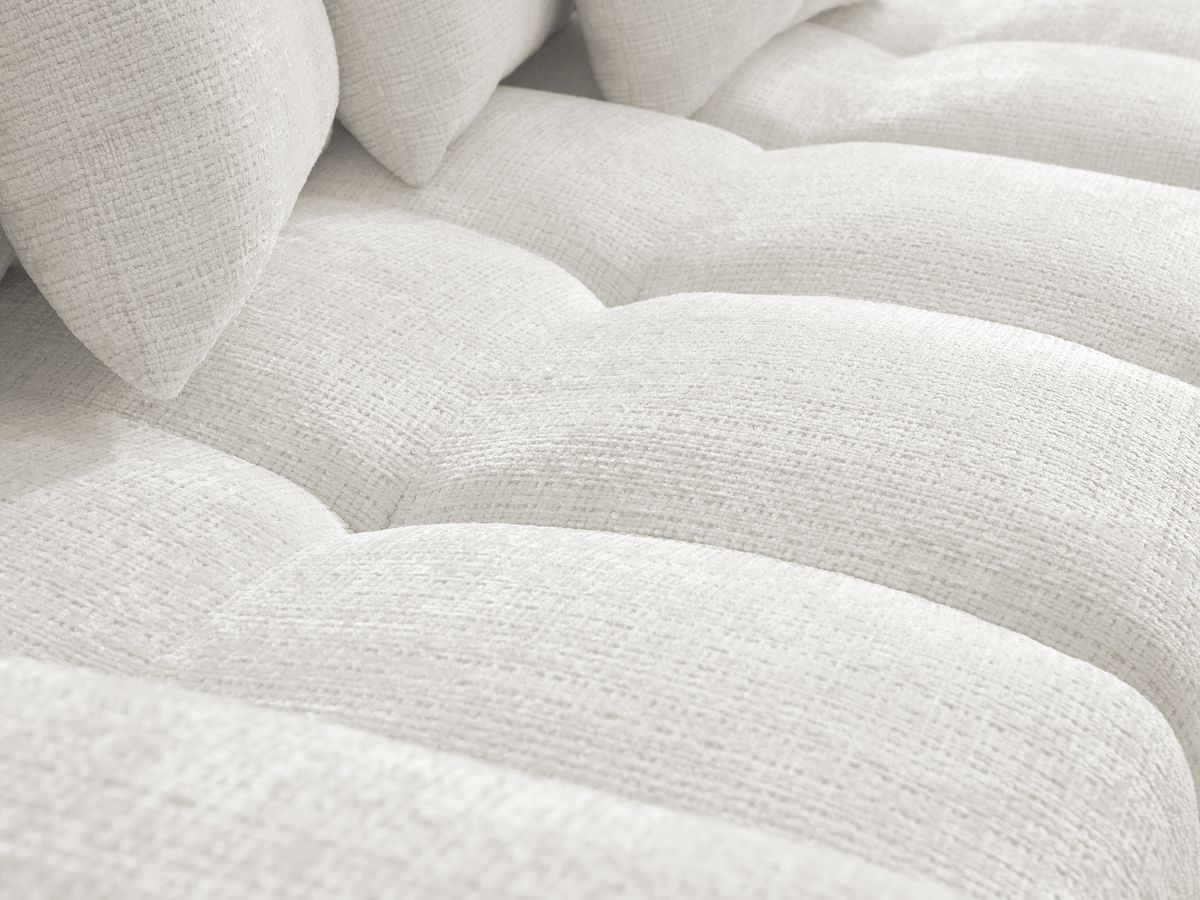 Bobochic Anakin Ecksofa, 6 Kissen Strukturstoff Weiß
