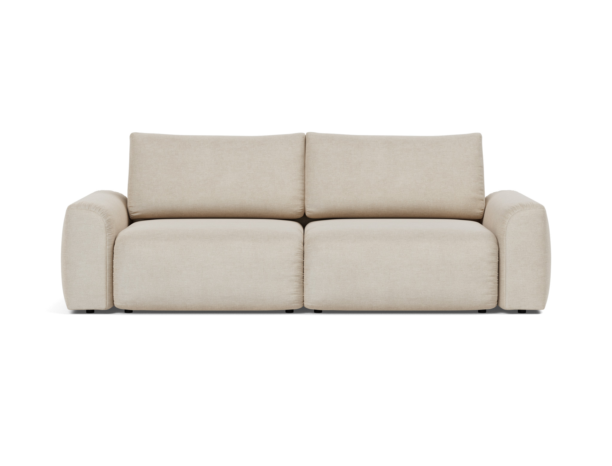 Schlafsofa Norum mit Chunky-Armlehnen Flachgewebe Phobos 586-Latte