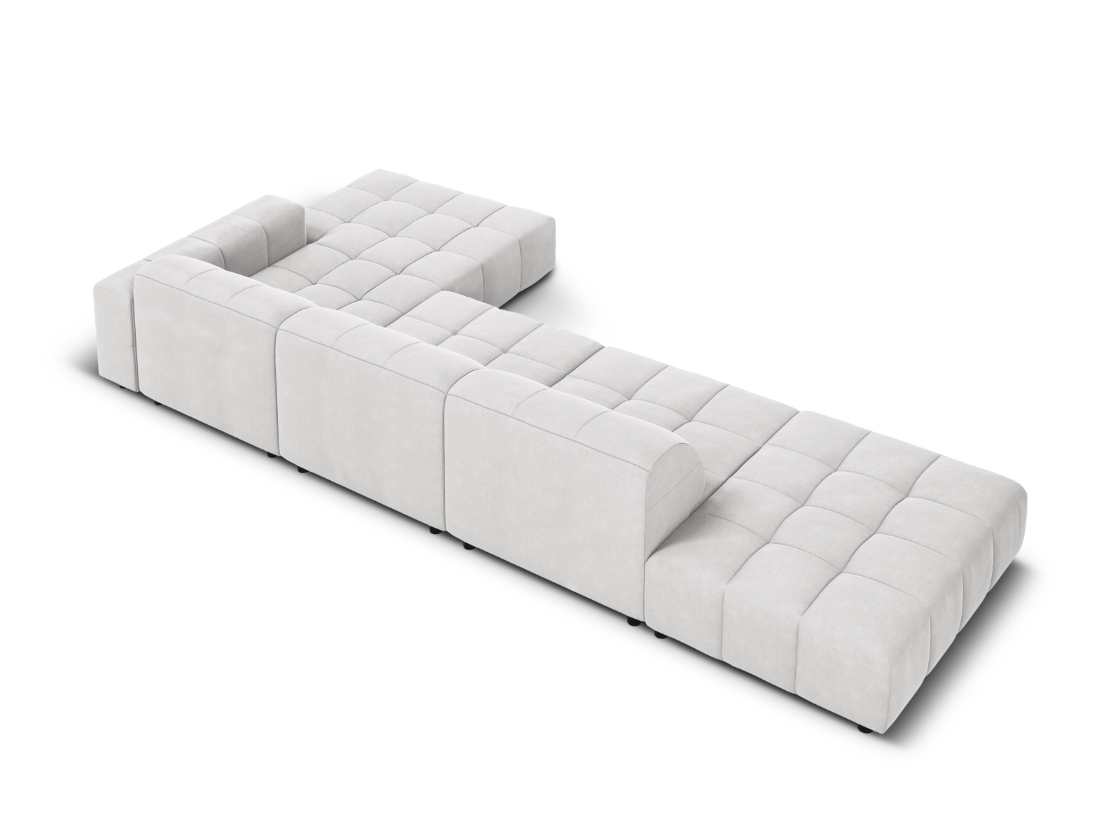 Cosmopolitan Design Ecksofa Chicago 5-Sitzer offen Samt Bluvel Silber Rechts