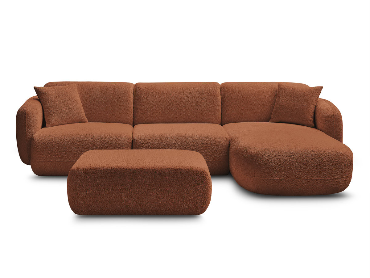Bobochic Anda Ecksofa mit Pouf 292 × 163 cm Chenille Orange Ecke rechts