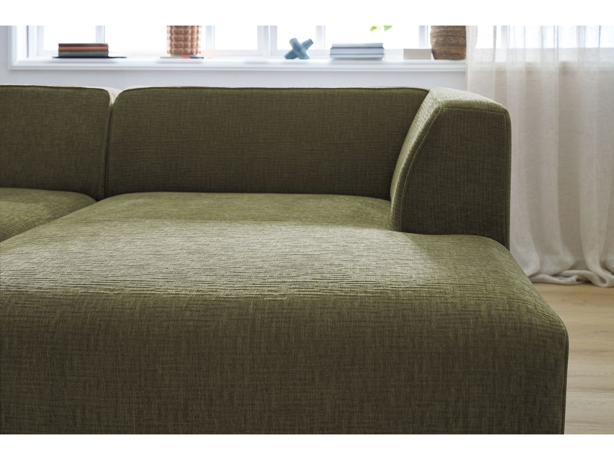 Bobochic Megeve Ecksofa Strukturstoff Grün Ecke rechts