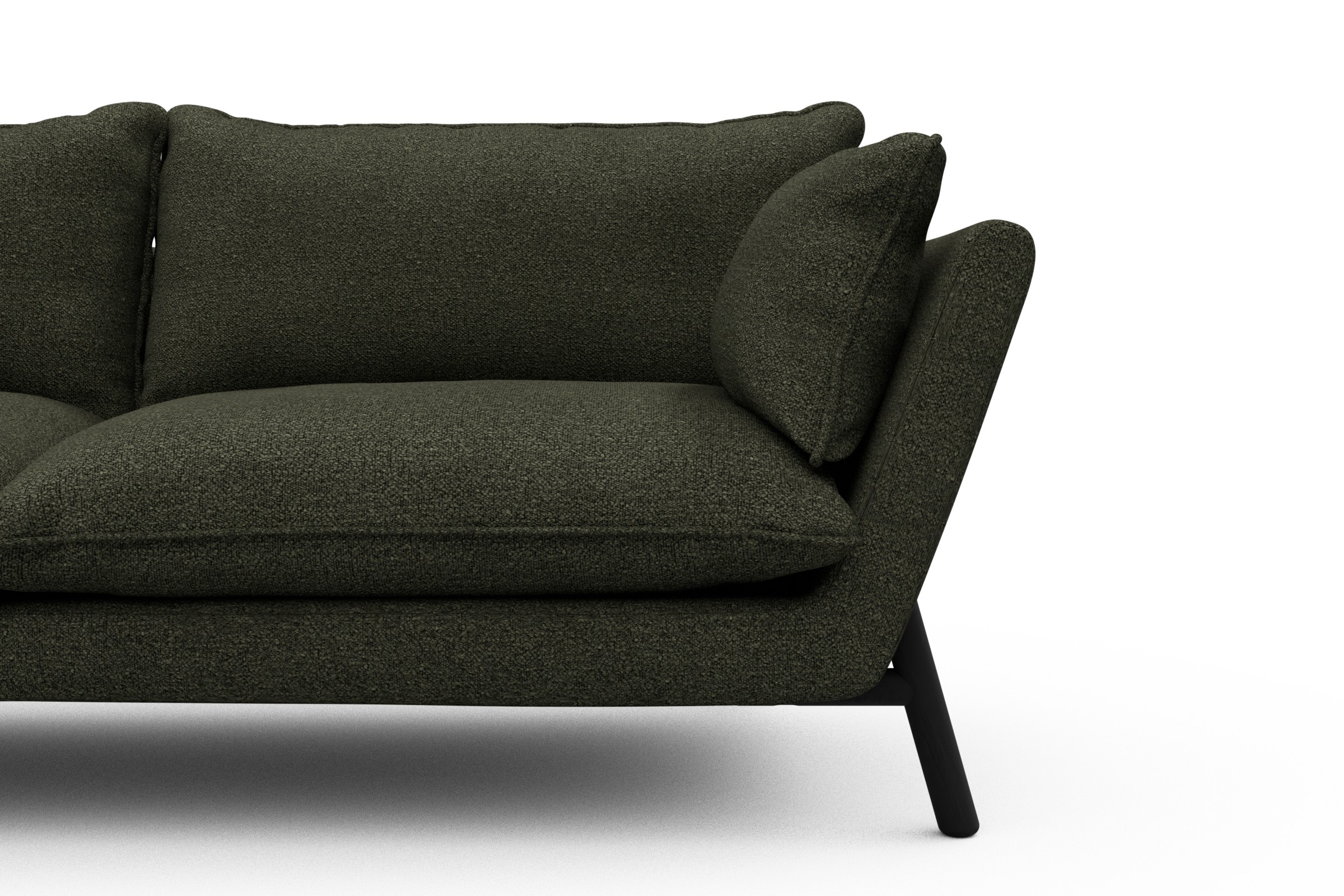 Sofa Emil Soft 2-Sitzer Beinfarbe Eiche Schwarz Boucle Skandi 535-Forest-Green