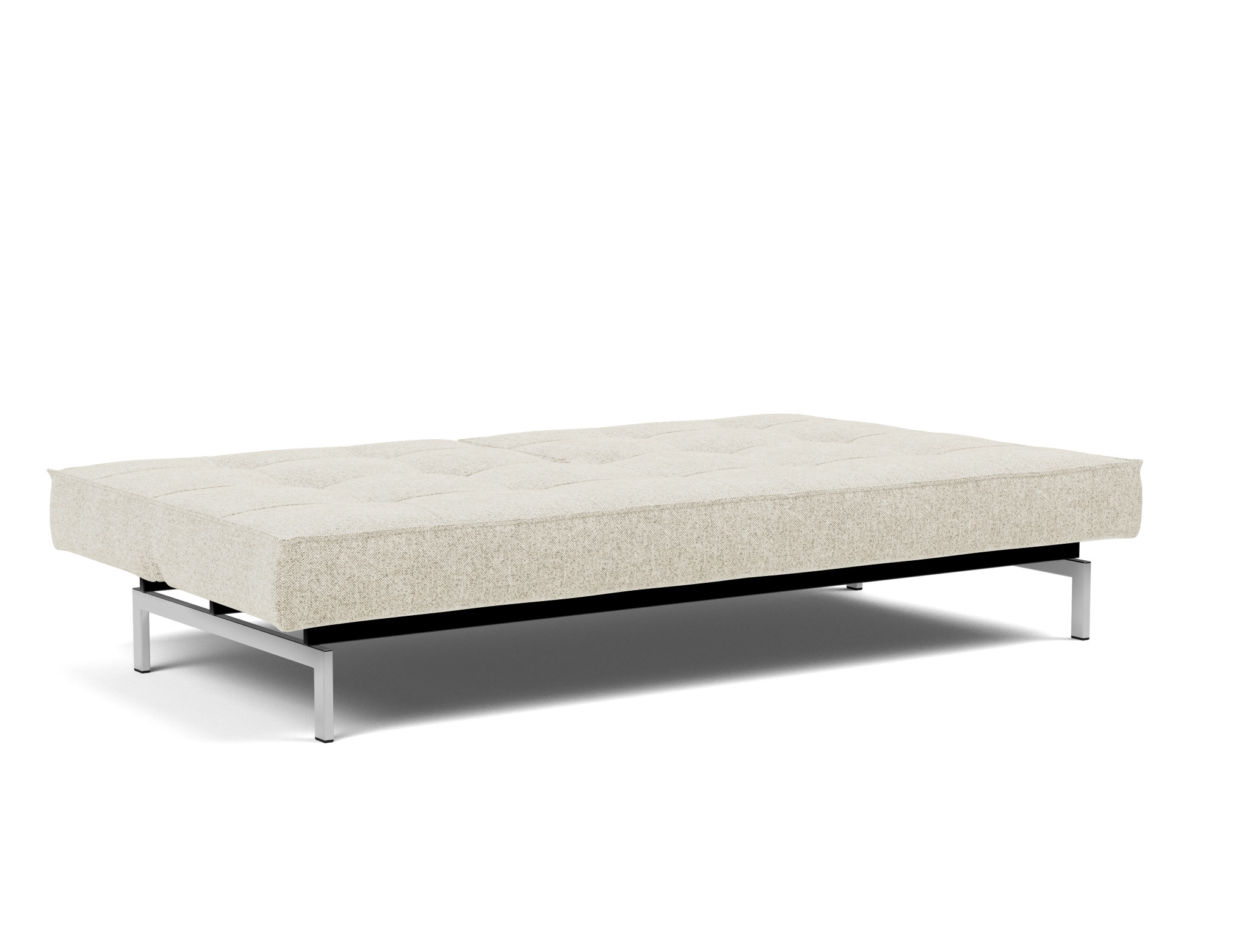 Schlafsofa Splitback Strukturierter Stoff Taura 357-Off-White Beine Chrom