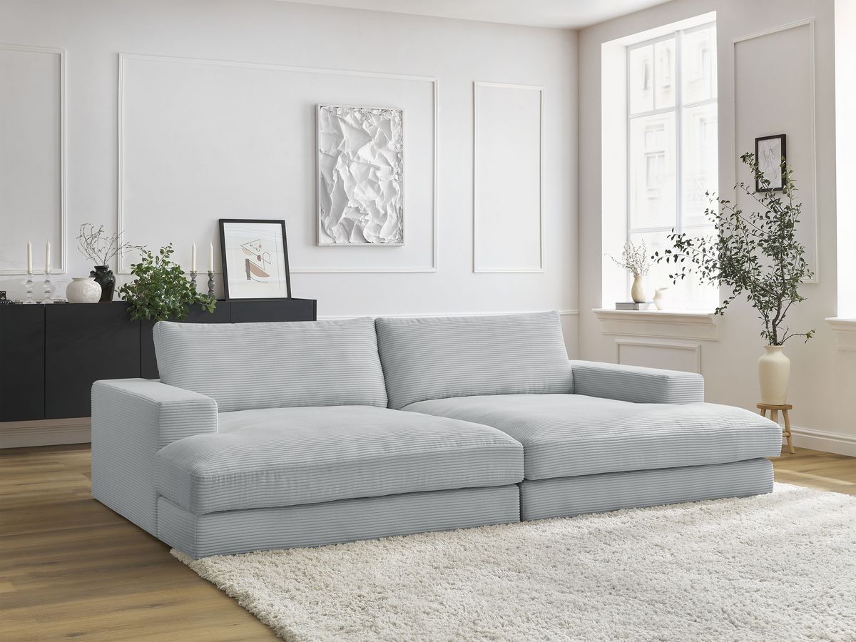 Bobochic Leonard Sofa 4-Sitzer 234 × 159 cm Cordsamt Hellgrau