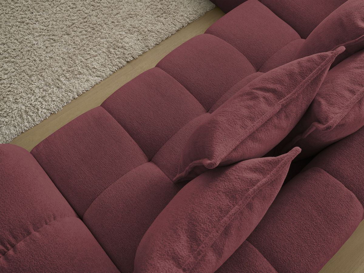 Bobochic Everest Ecksofa mit Schlaffunktion und Bettkasten 320 × 212 cm, 10 Kissen Melange-Stoff Rot Ecke links