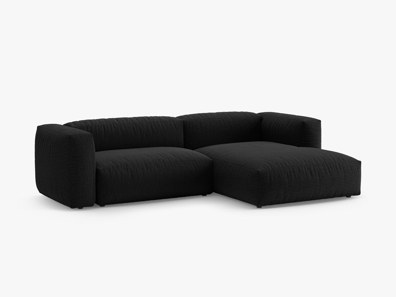 Micadoni Martina Ecksofa 4-Sitzer mit Schlaffunktion Rechts Strukturierter Stoff Boston Schwarz
