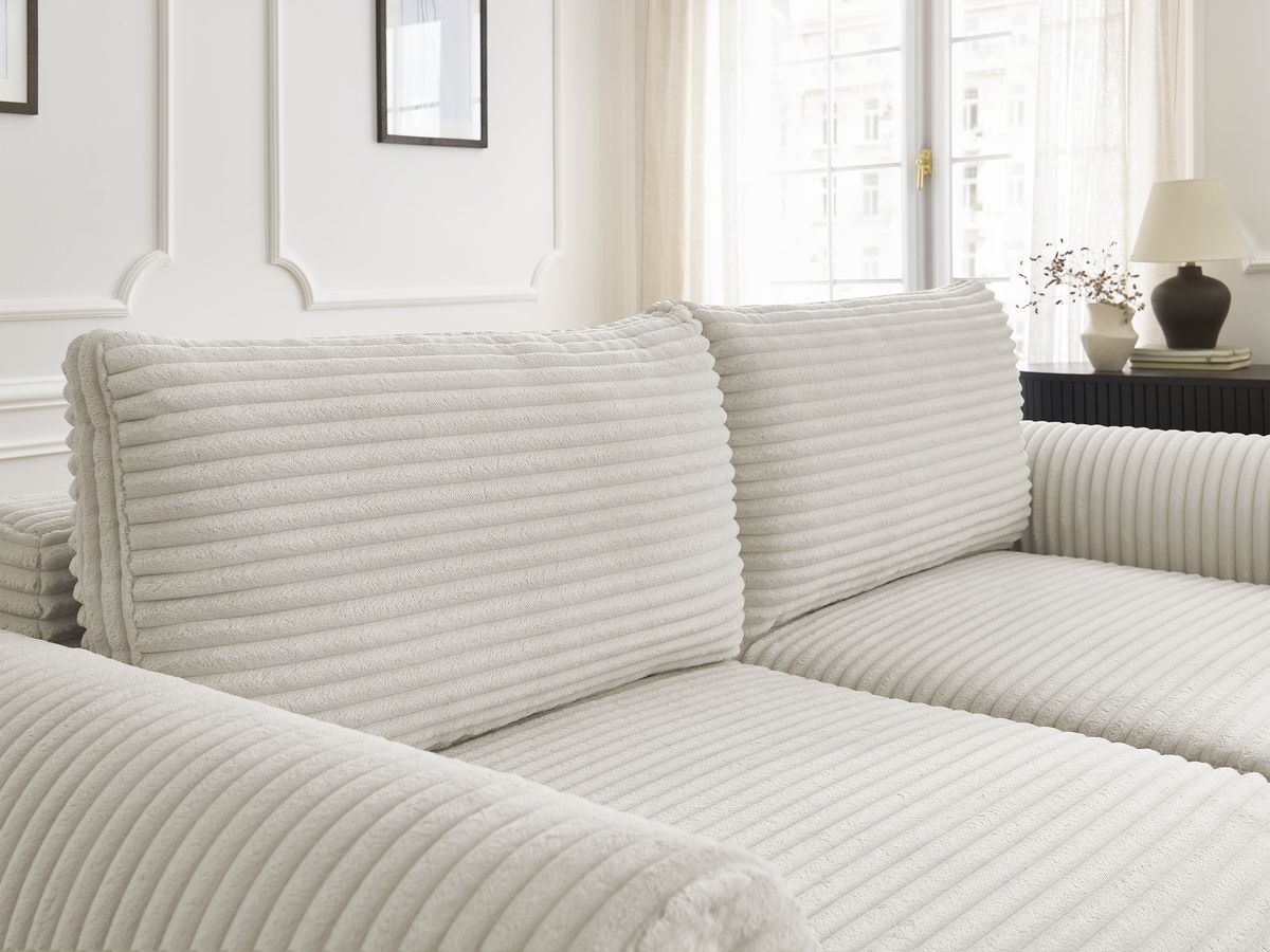 Bobochic Lucien Schlafsofa 3-Sitzer mit Bettkasten Breitcord weich Beige