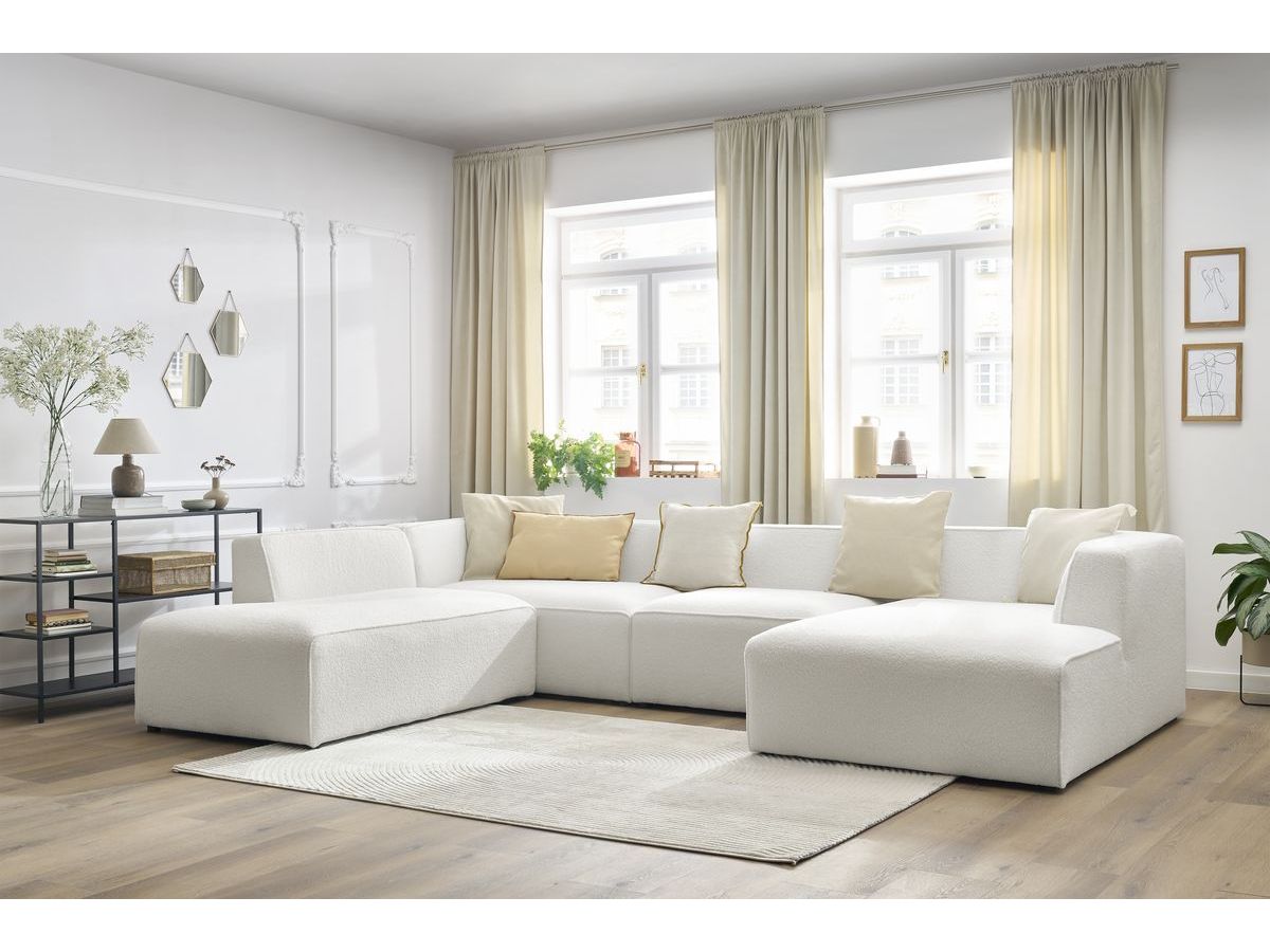 Bobochic Megeve Wohnlandschaft Bouclé-Stoff Weiß Ecke rechts
