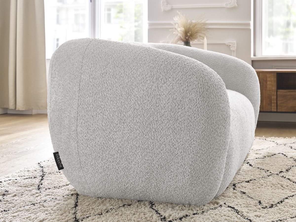 Bobochic Celine Sofa 2-Sitzer Bouclé-Stoff Hellgrau