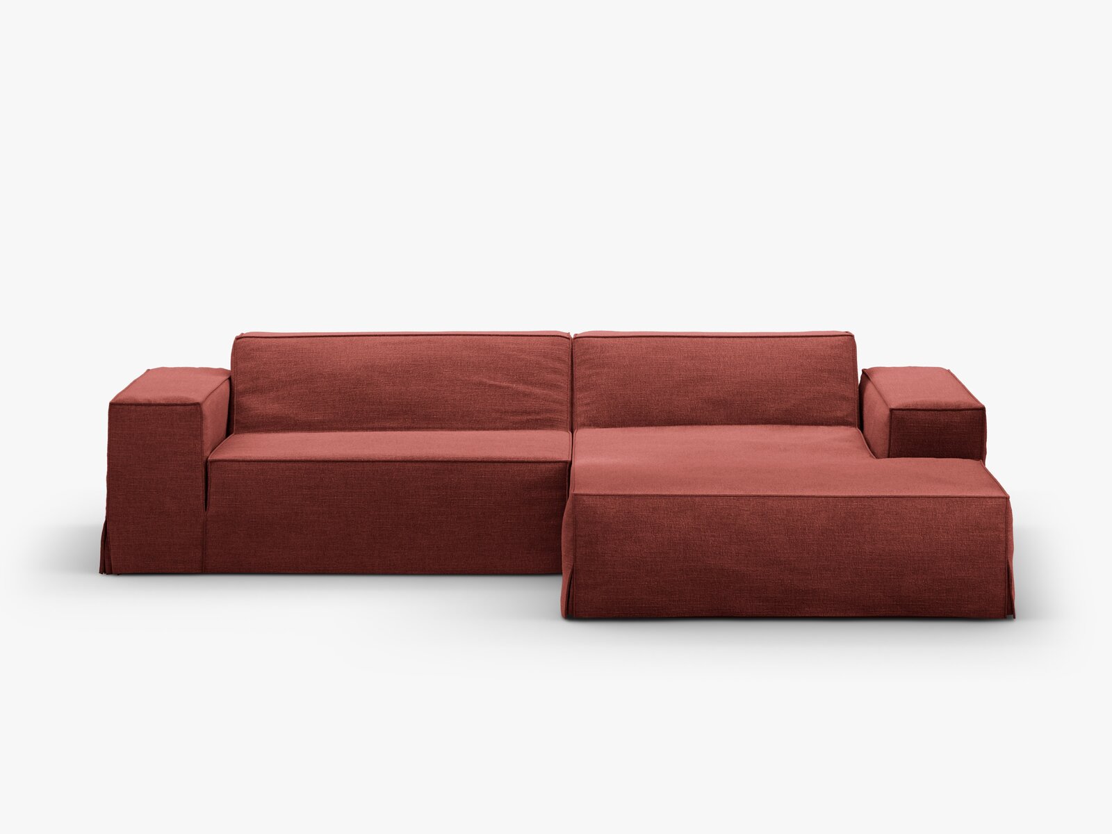 Micadoni Ecksofa Jodie 3-Sitzer Rechts Strukturierter Stoff Lins Kirschholz