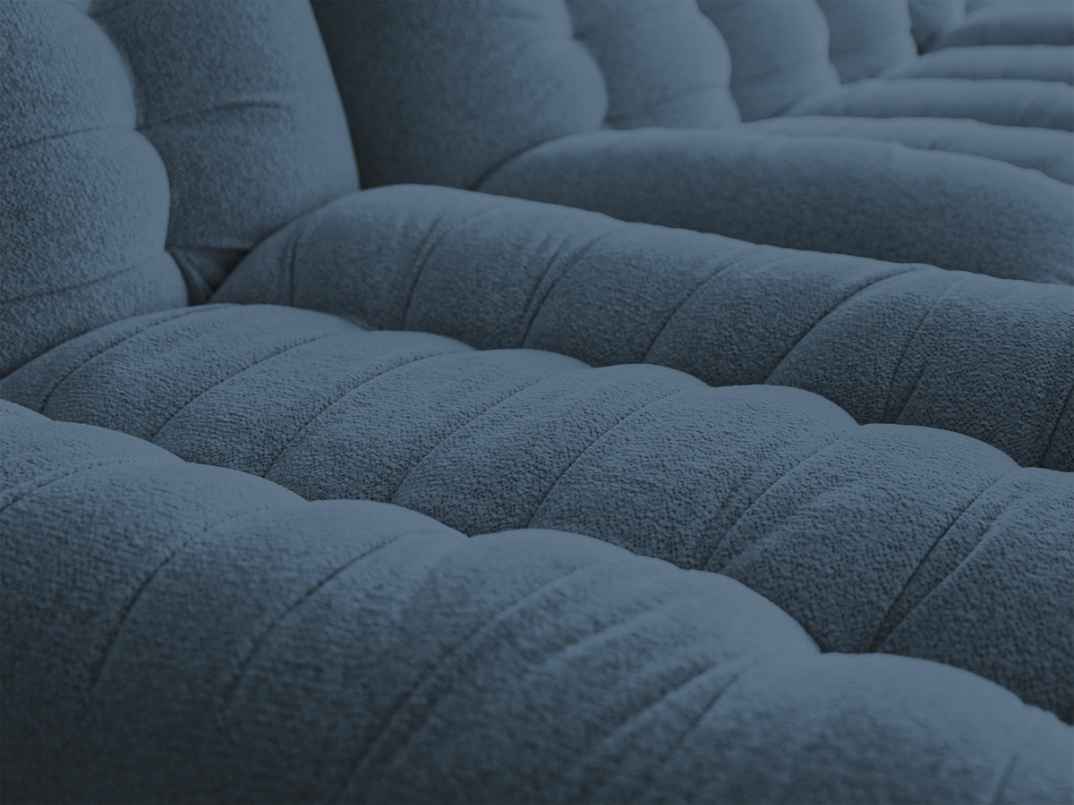 Bobochic Serena Wohnlandschaft mit Pouf Melange-Stoff Blau