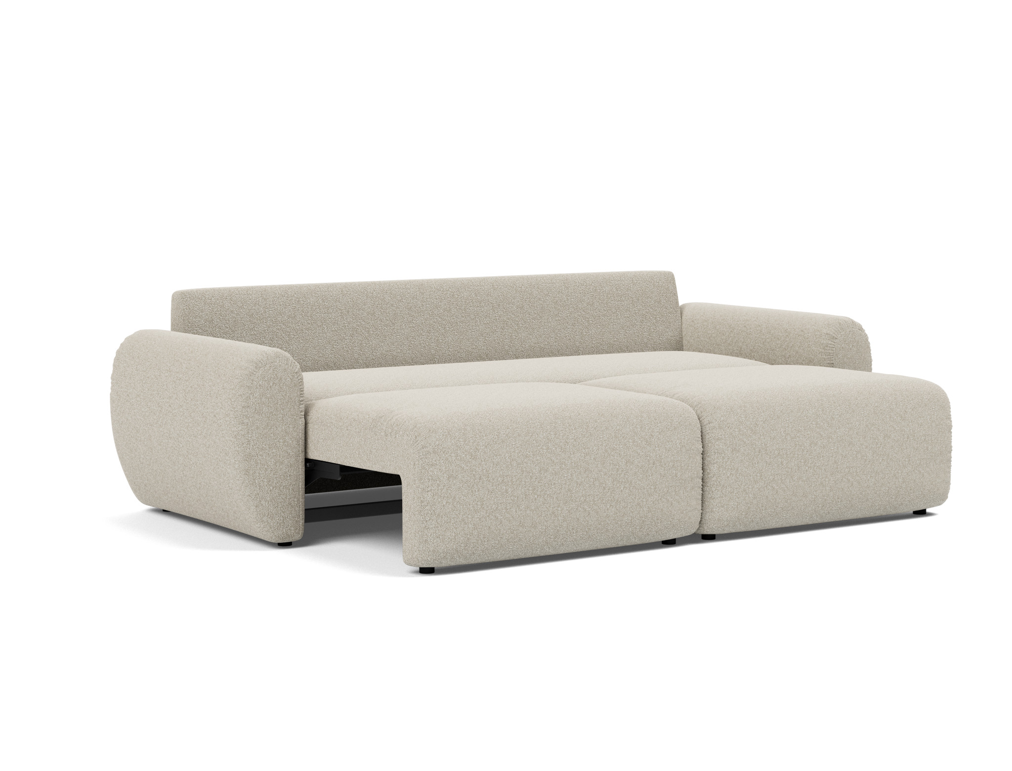Schlafsofa Norum mit Curve-Armlehnen Boucle Skandi 539-Beige