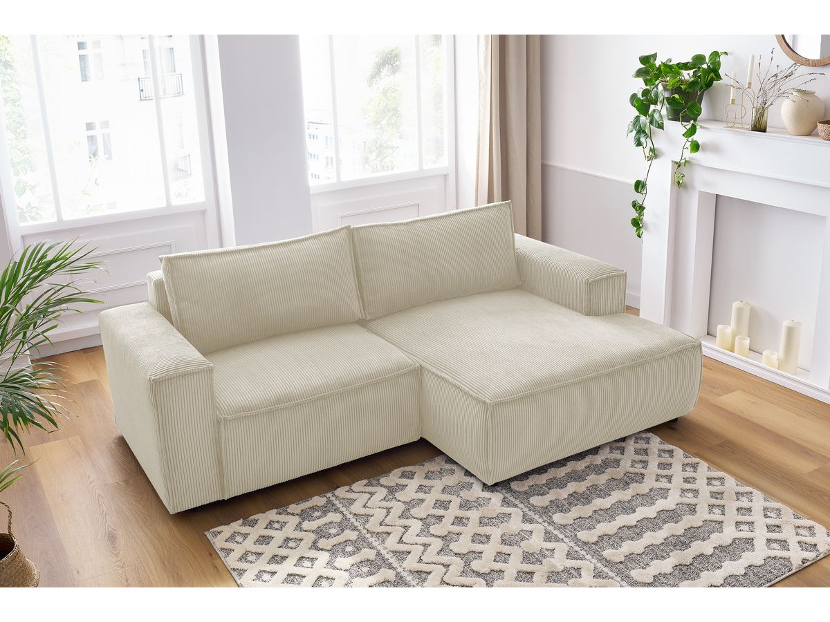 Bobochic Nihad Ecksofa Cordsamt Beige Ecke rechts