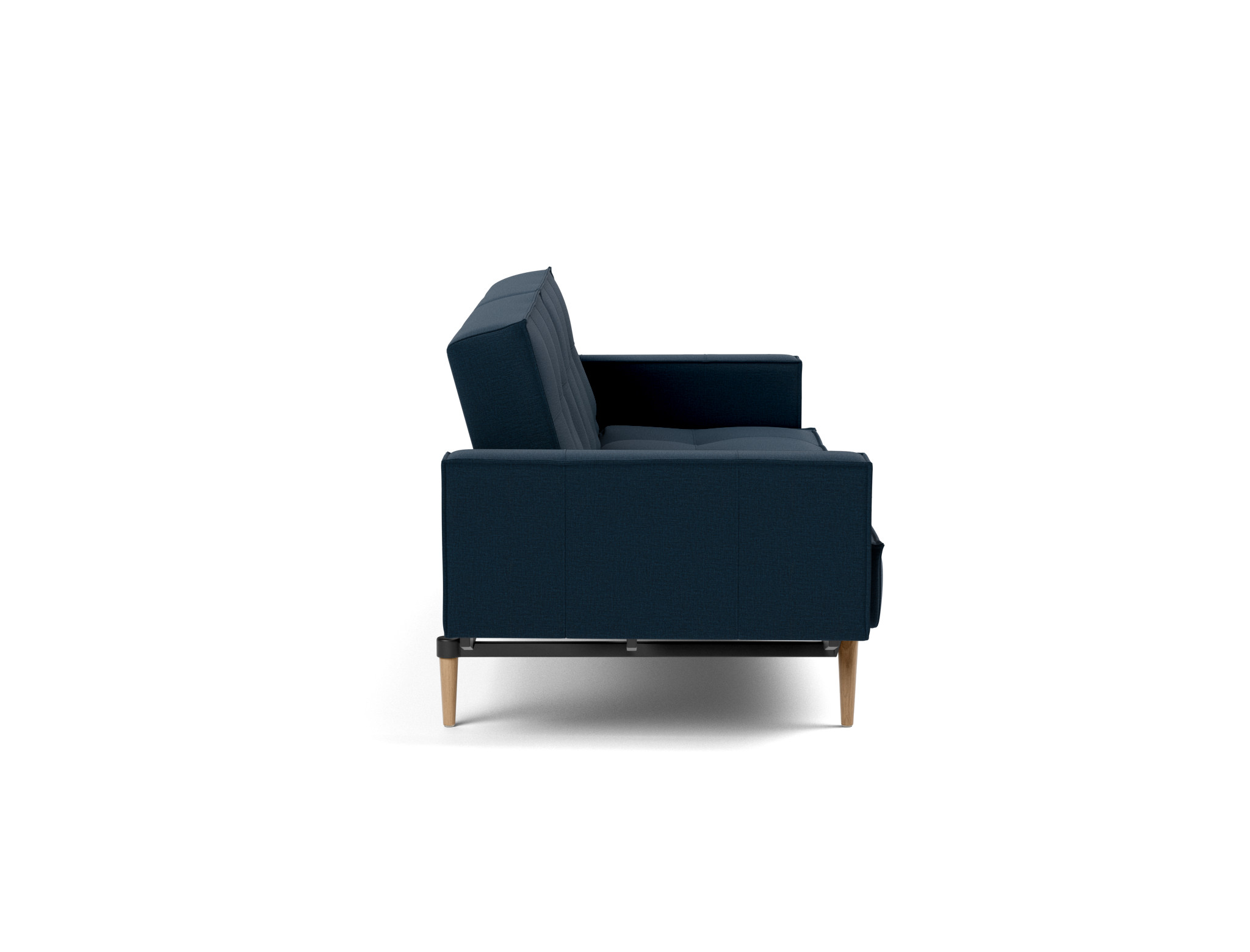 Schlafsofa Splitback mit Armlehnen Flachgewebe Mixed Dance 528-Blue Beine Styletto Eiche hell