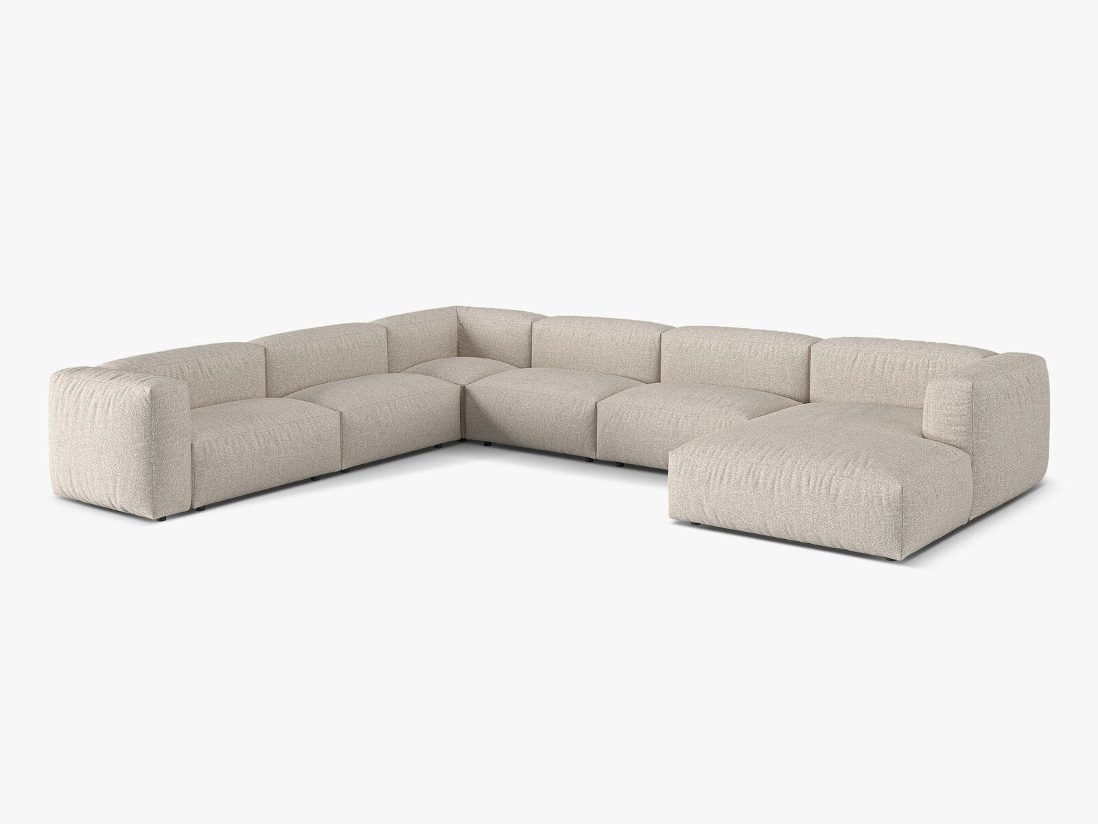 Micadoni modulares Ecksofa XL Martina 6-Sitzer Links Boucle Monet Beige