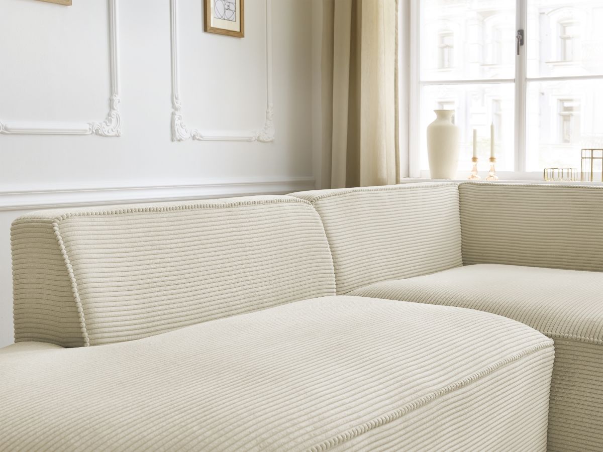 Bobochic Rousseau Ecksofa Cordsamt Beige Ecke rechts
