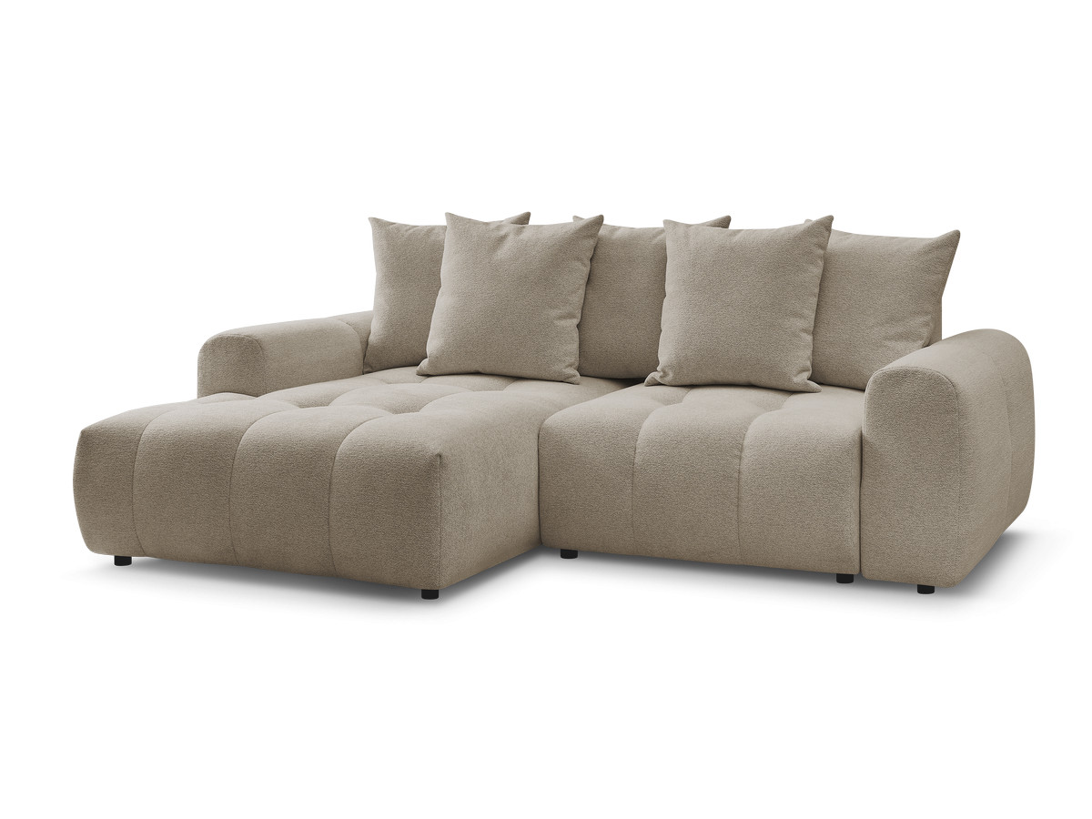 Bobochic Roxelane Ecksofa mit Schlaffunktion und Bettkasten 258 × 150 cm Melange-Stoff Taupe Ecke links