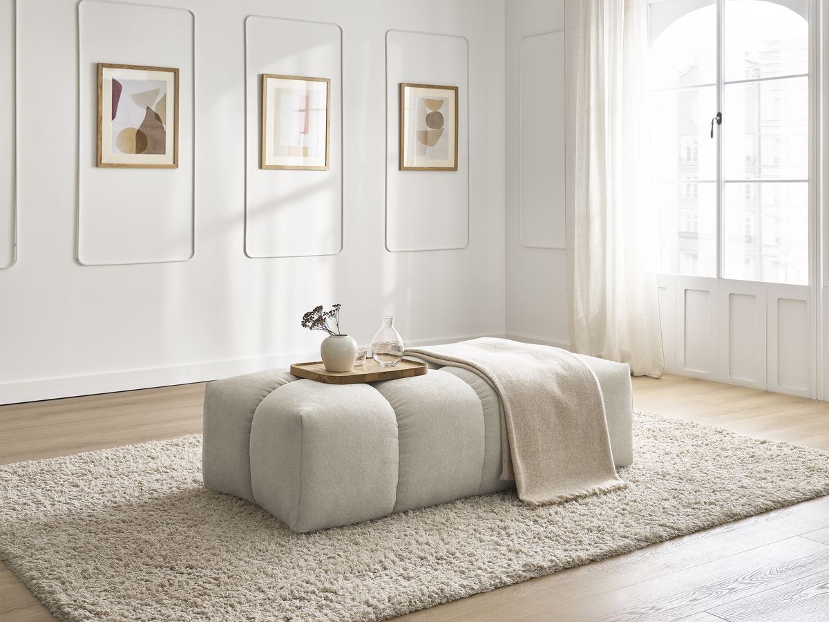 Bobochic Everest Pouf 140 × 70 cm Melange-Stoff Beige