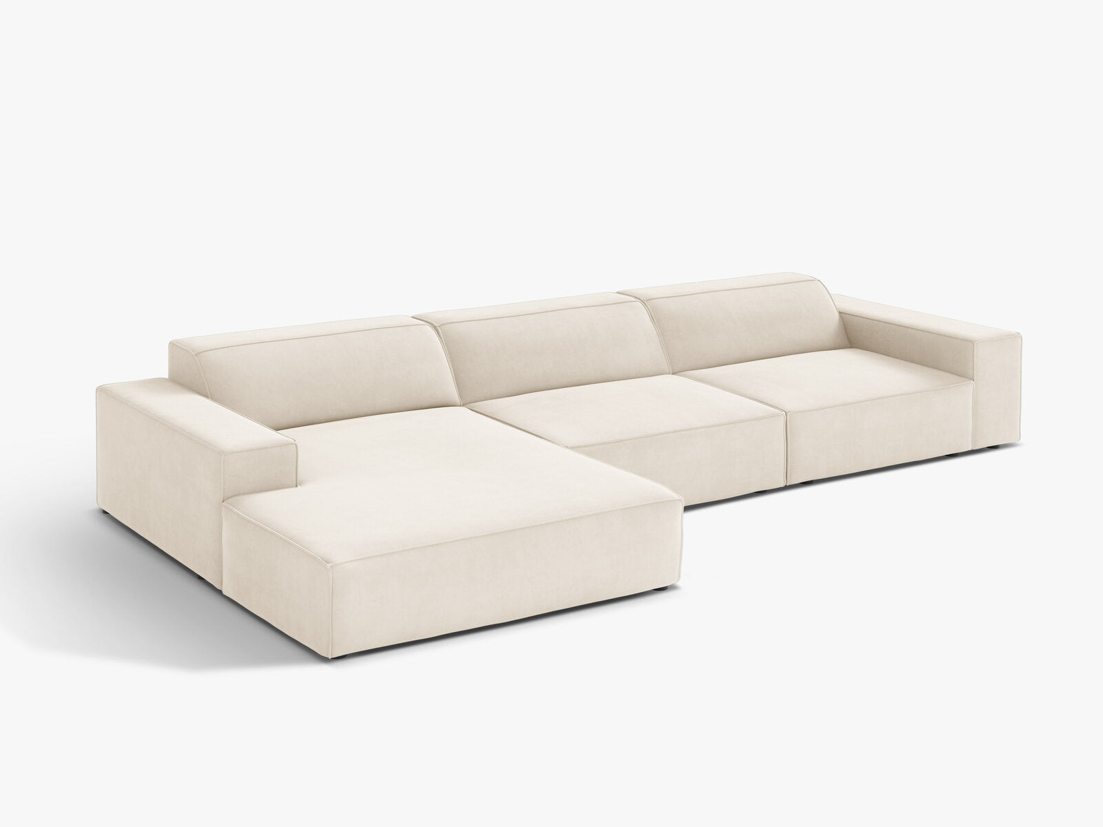 Micadoni Ecksofa Jodie 4-Sitzer Links Samt Bluvel Helles Beige