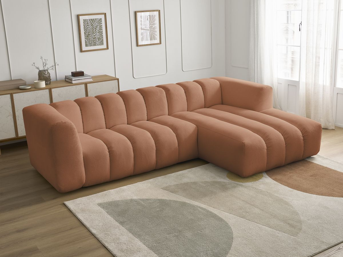 Bobochic Talia Ecksofa Melange-Stoff Orange Ecke rechts