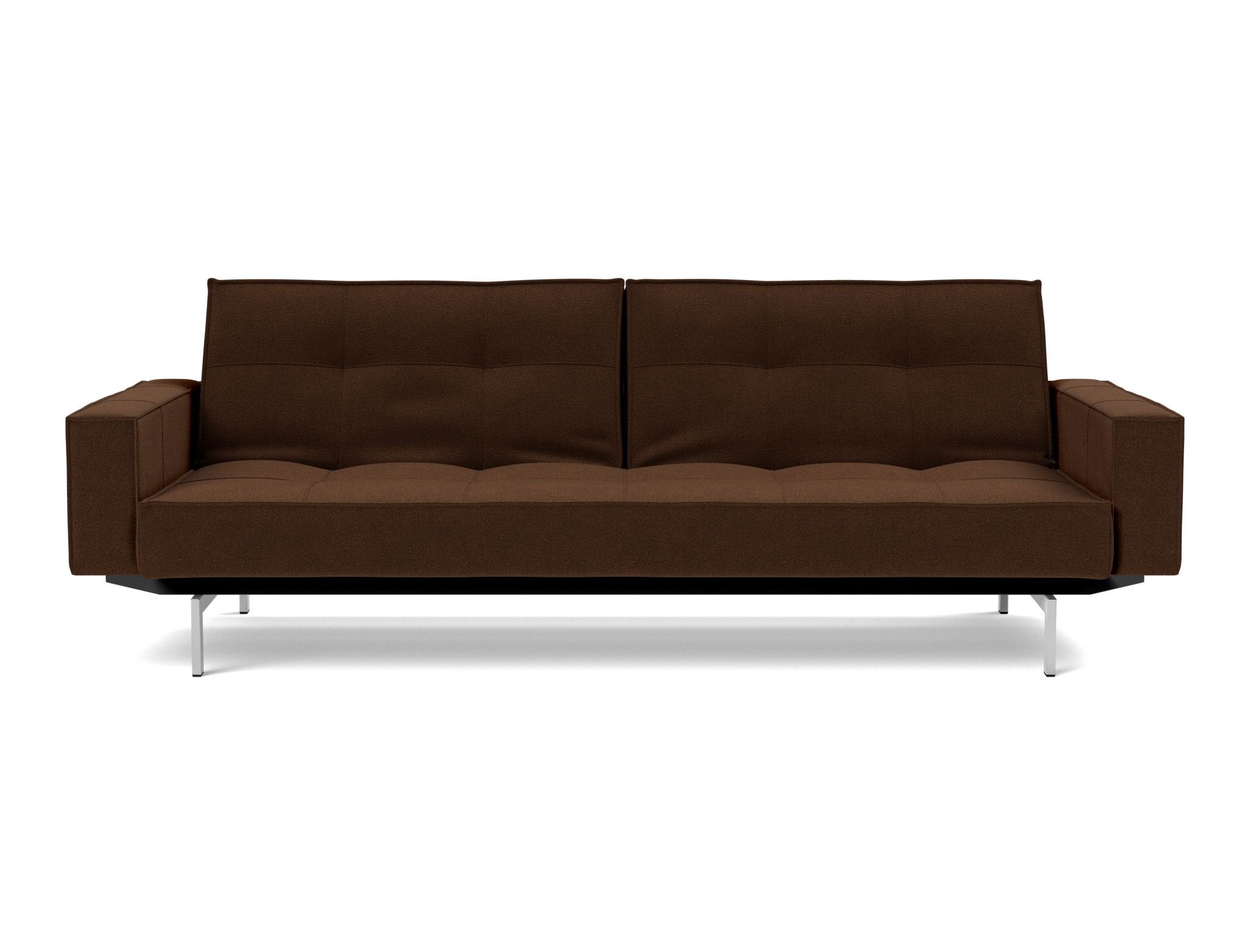 Schlafsofa Splitback mit Armlehnen Strukturierter Stoff Taura 359-Cappuccino Beine Chrom