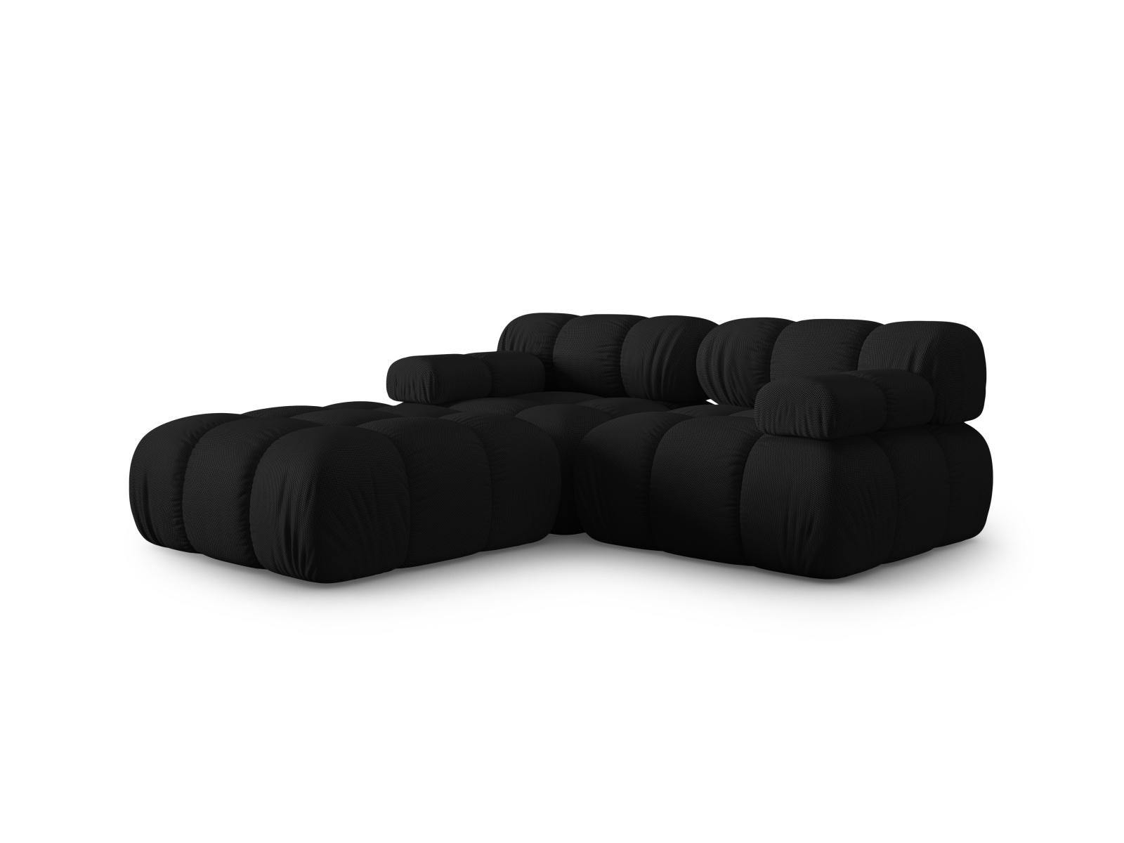 Micadoni Modulares Sofa Bellis 3-Sitzer mit flachem Modul 3D-Stoff Sonic Schwarz