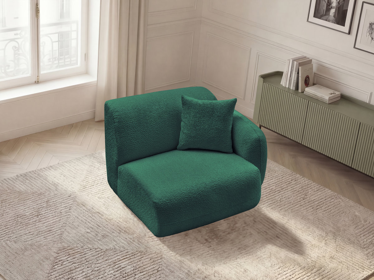 Bobochic Anda Sofamodul 1-Sitzer 104 × 103 cm Chenille Dunkelgrün Ecke rechts
