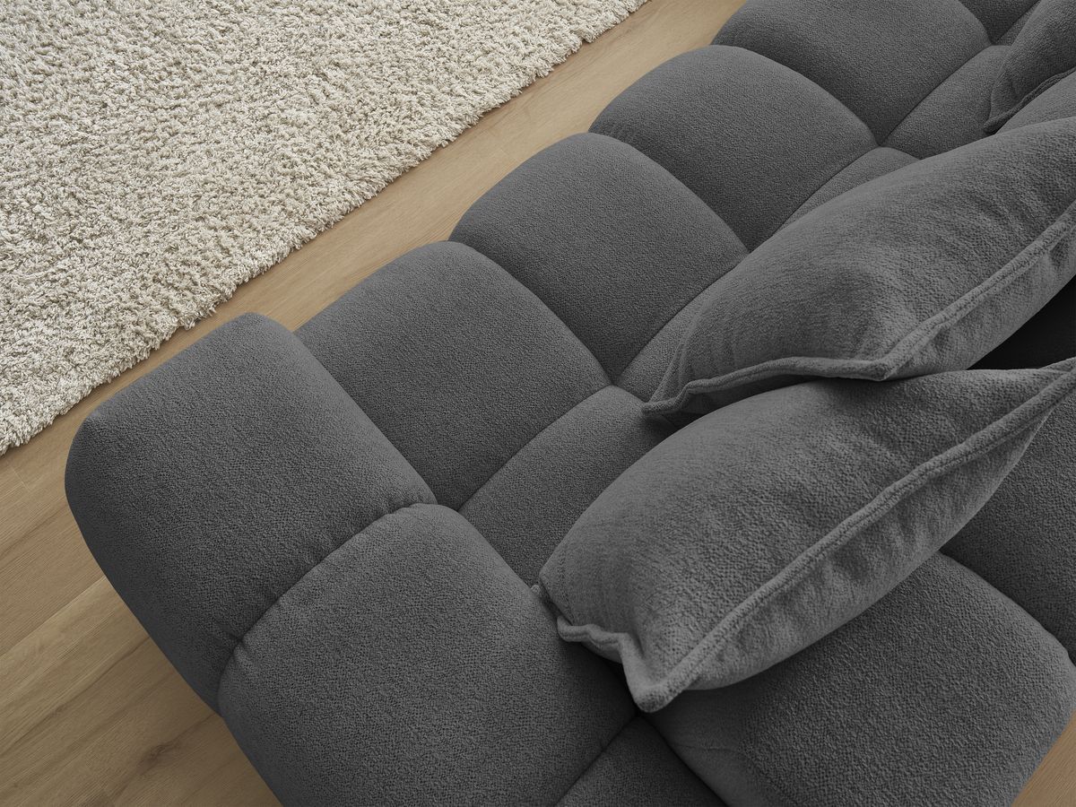 Bobochic Everest Ecksofa, 10 Kissen Melange-Stoff Dunkelgrau Ecke links