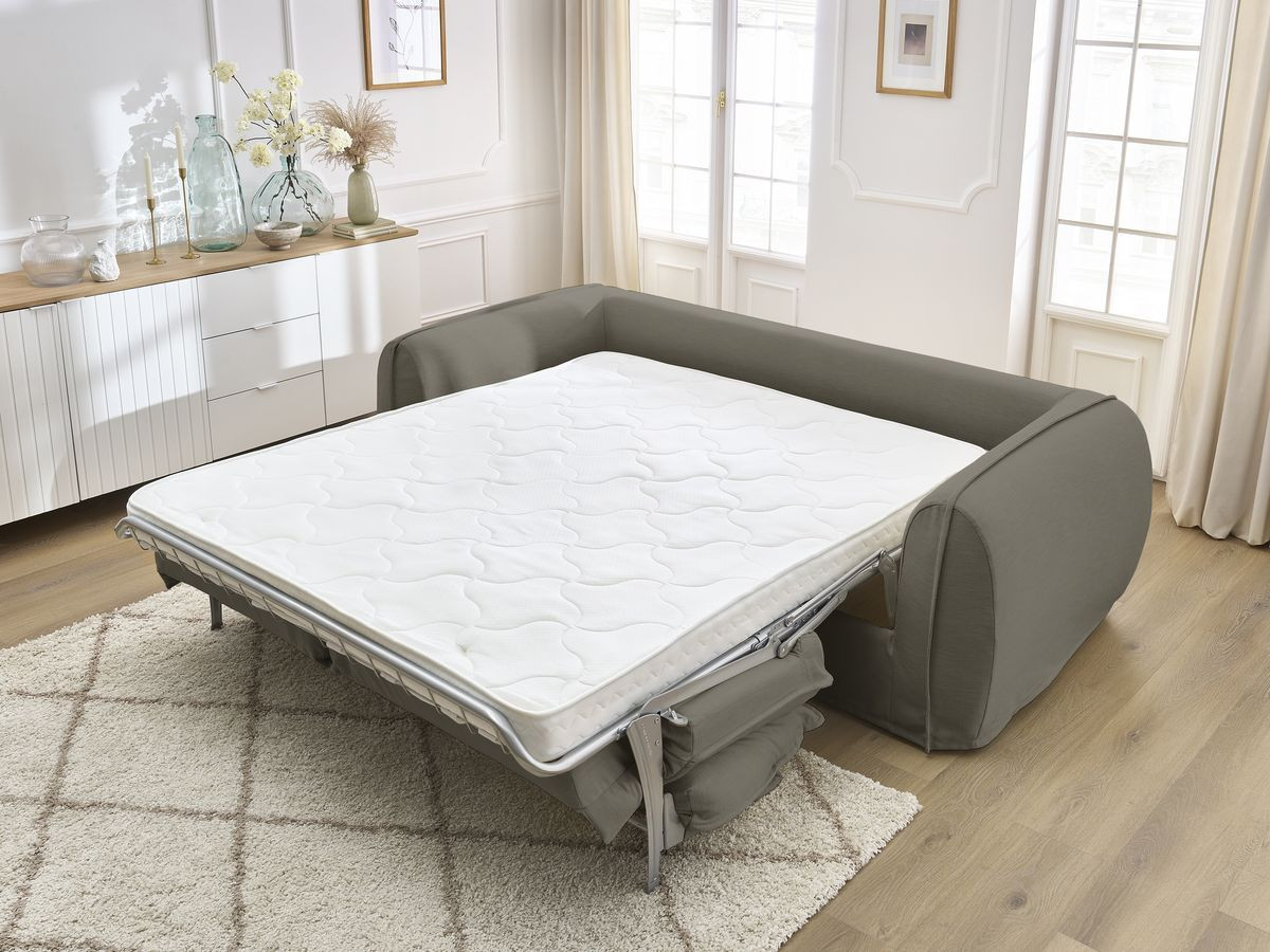 Bobochic Archimede Schlafsofa 3-Sitzer Stoff Taupe, Liegefläche 160 × 194 cm