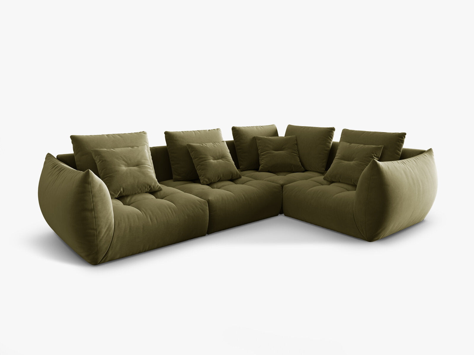 Micadoni Ecksofa Bloom 4-Sitzer Rechts Samt Hellgrün