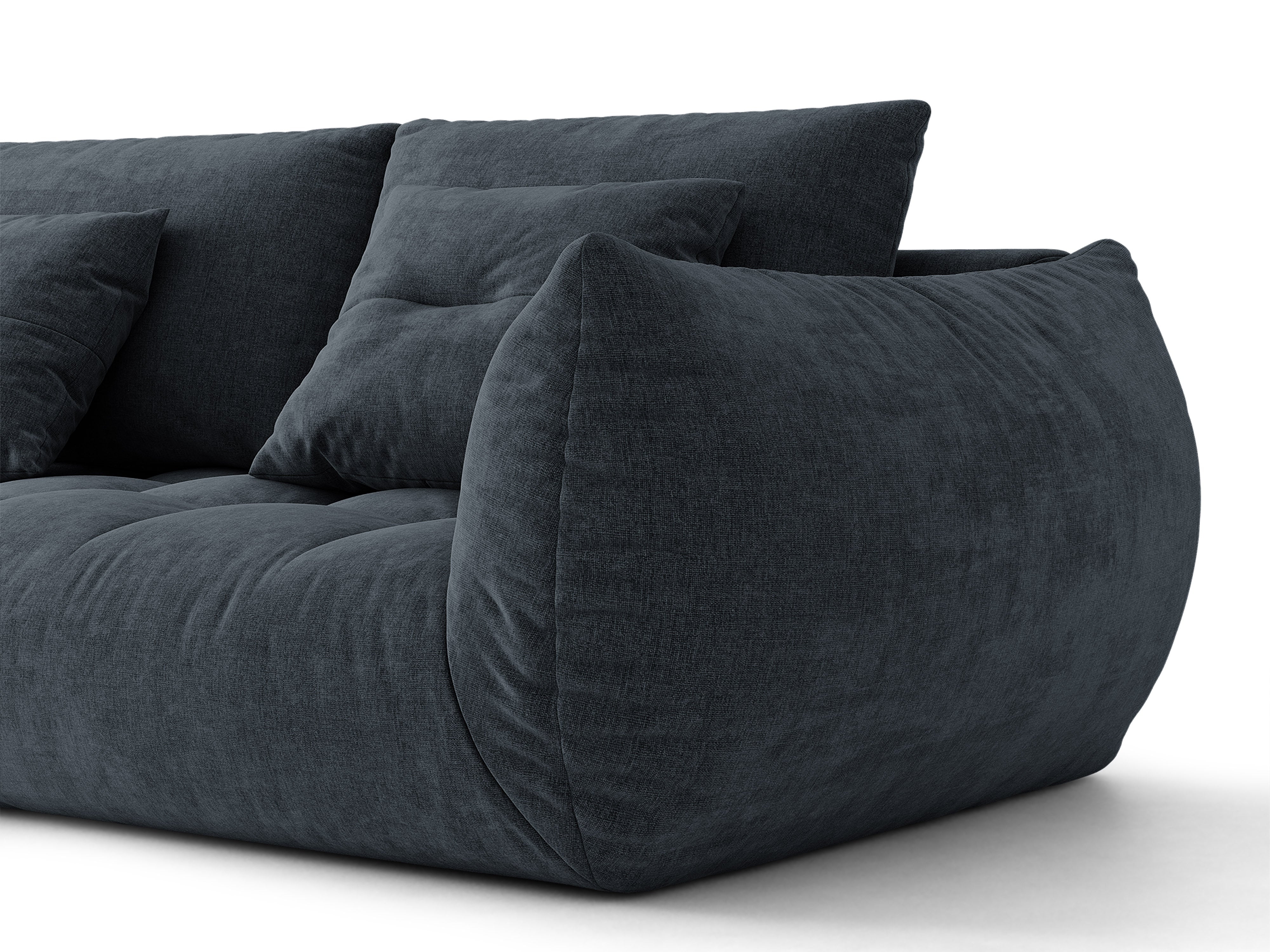 Micadoni Bloom Ecksofa 6-Sitzer Links Strukturierter Stoff Wind Marineblau