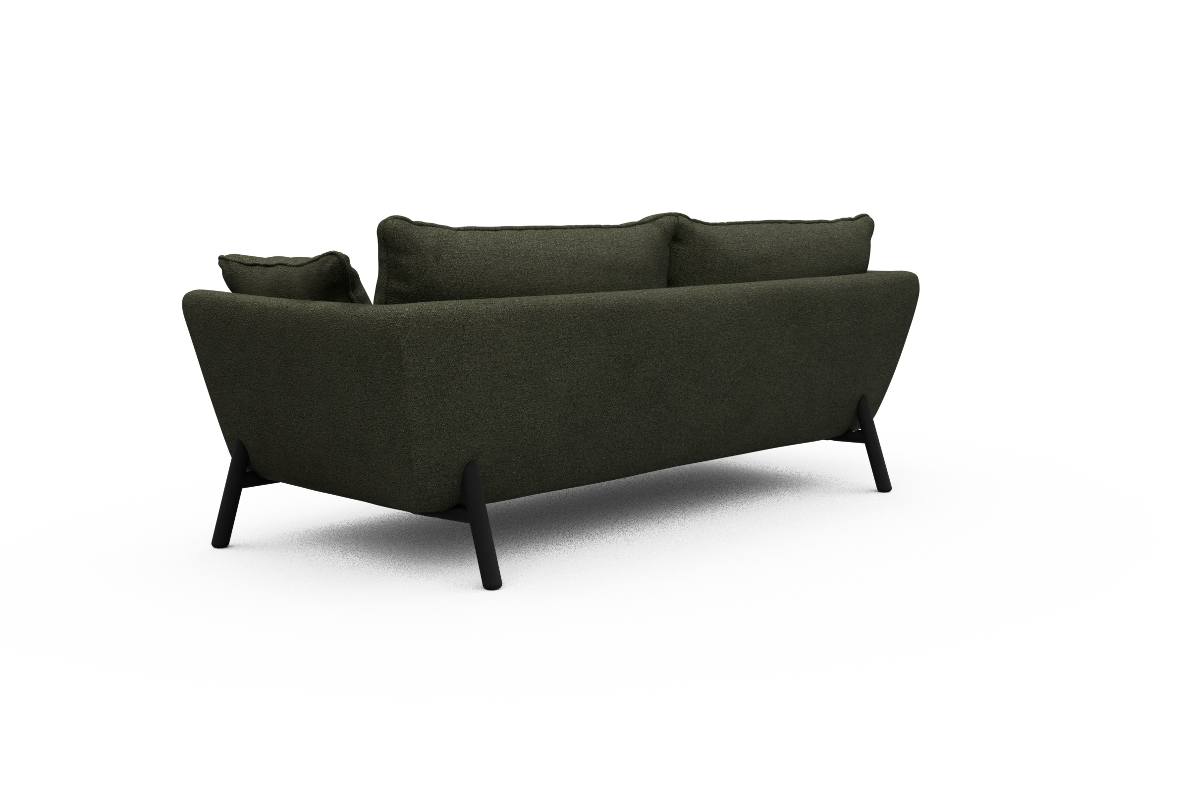 Sofa Emil PREMIUM 3-Sitzer Beinfarbe Eiche Schwarz Boucle-Forest-Green