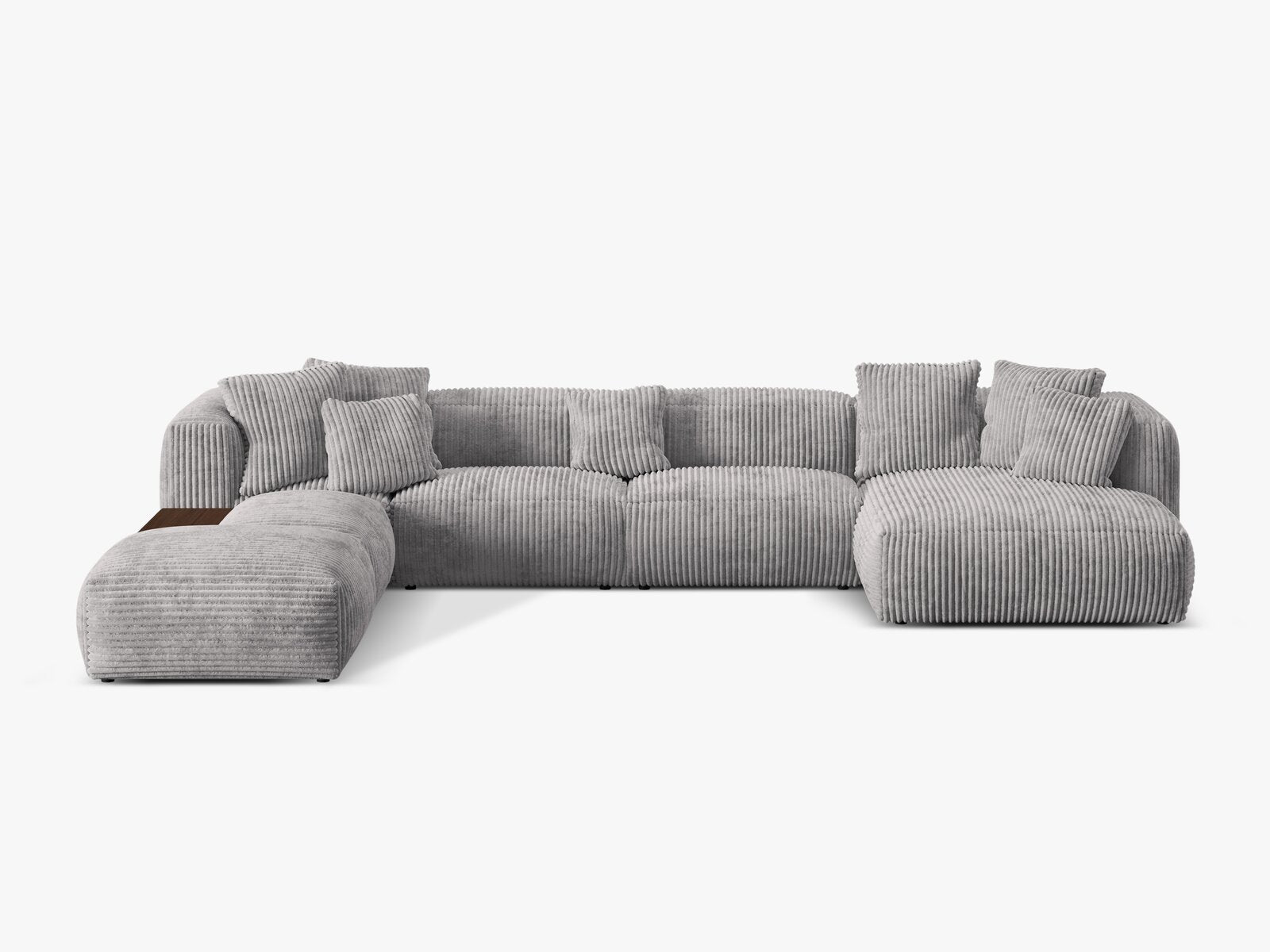 Micadoni Panorama-Ecksofa Martina 5-Sitzer Links Kord Hellgrau