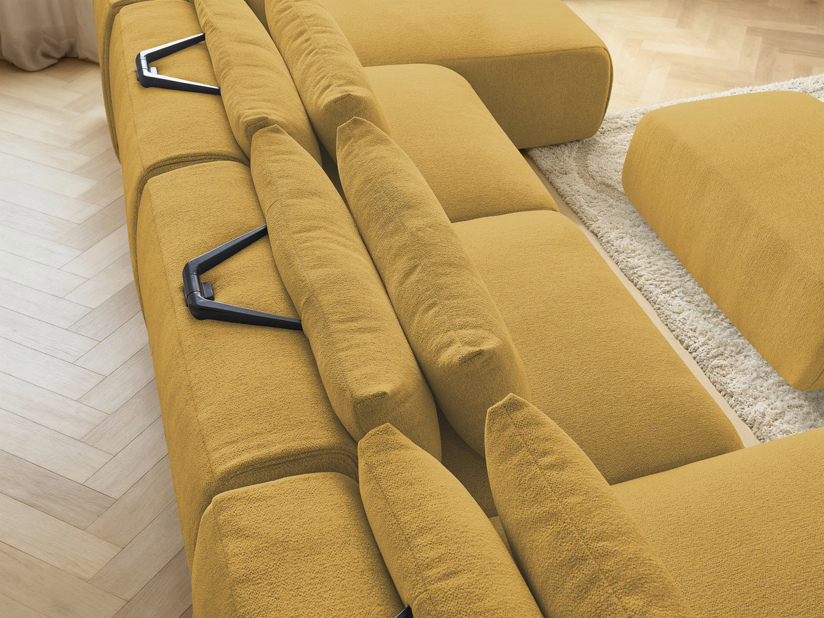 Bobochic Jana Wohnlandschaft mit kleinem Pouf Melange-Stoff Gelb