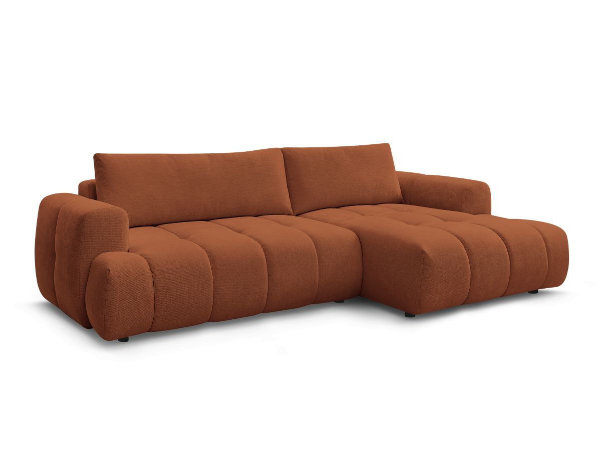 Bobochic Fuji Ecksofa mit Schlaffunktion und Bettkasten 292 × 160 cm Stoff Orange Ecke rechts