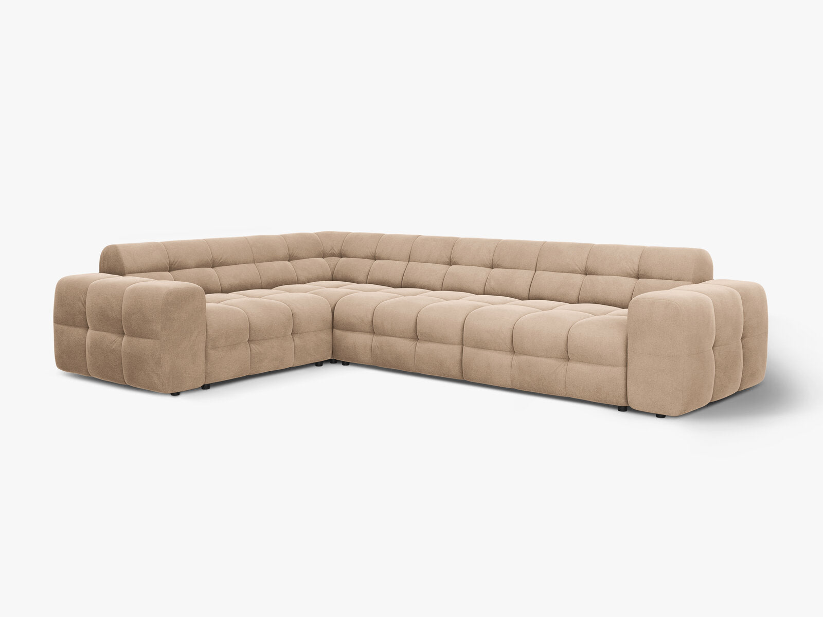 Micadoni Ecksofa Kendal 6-Sitzer Links Samt Mandel Beige