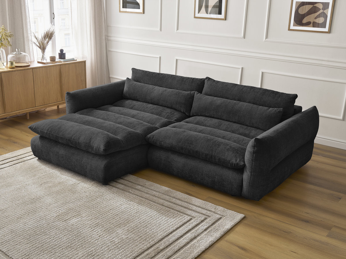 Bobochic Neil Ecksofa Strukturstoff Schwarz Ecke links