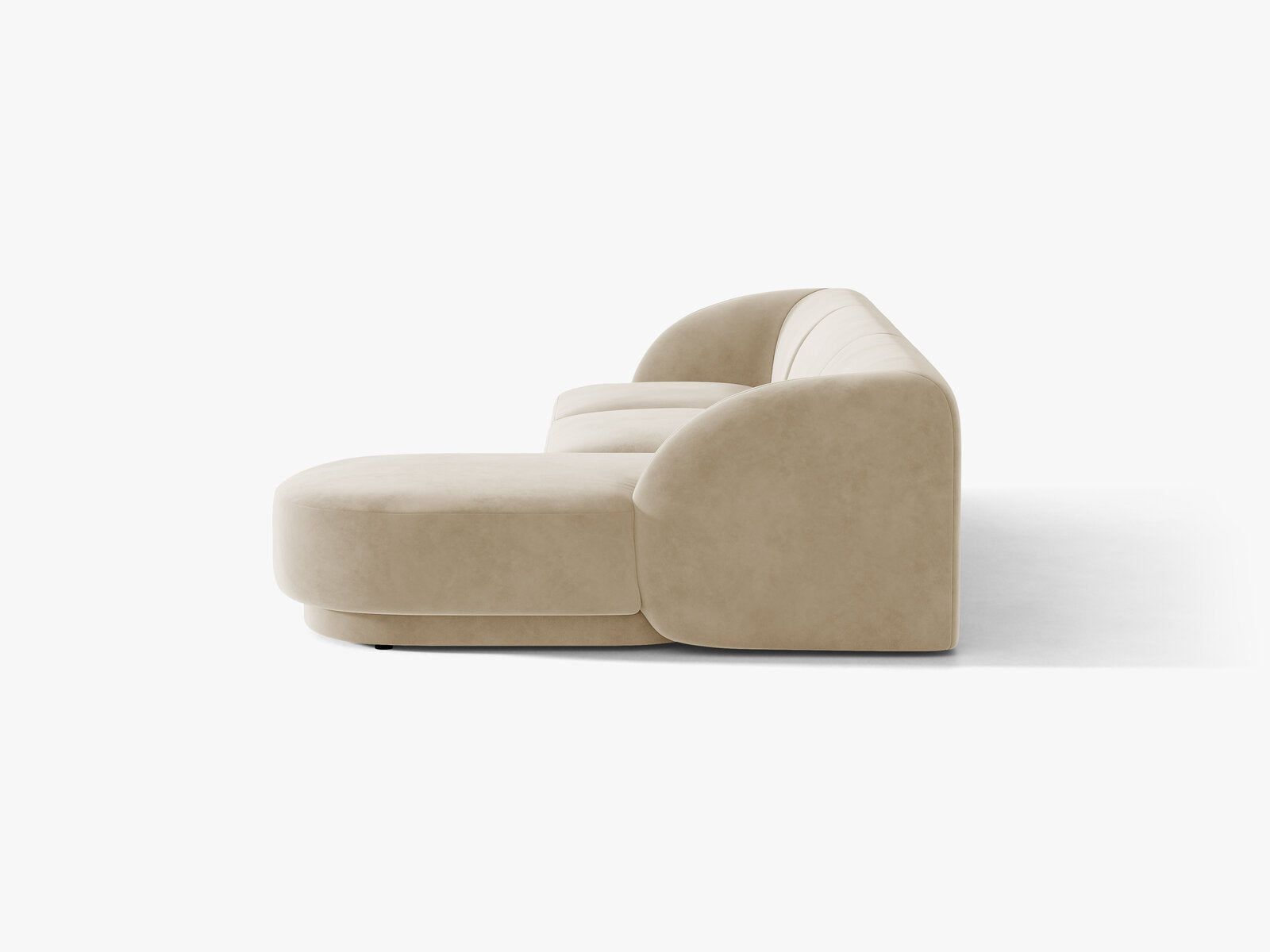 Micadoni Ecksofa Miley 4-Sitzer Samt Venus Beige Rechts