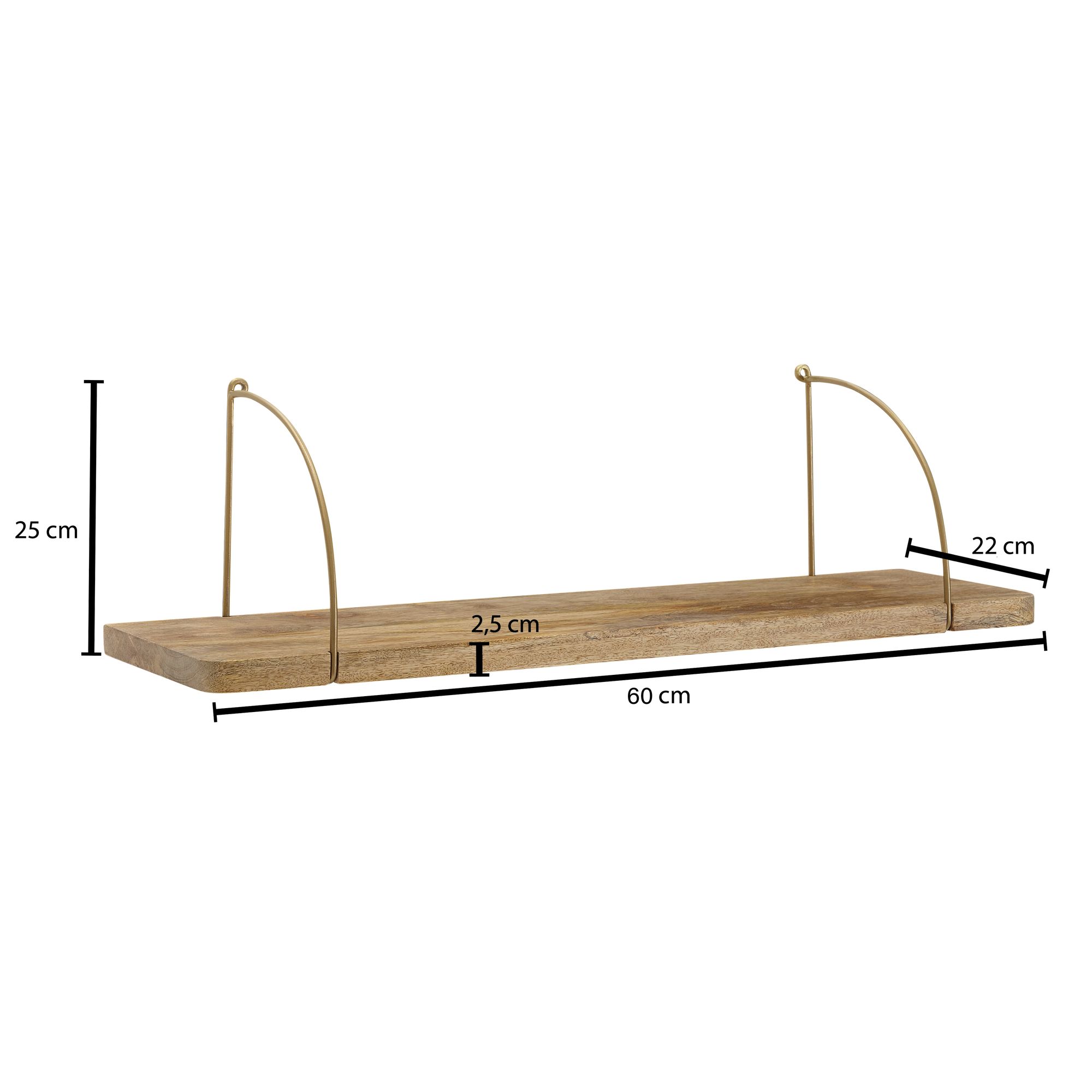 Wandregal Gjerde Mango Massivholz Breite 60 cm