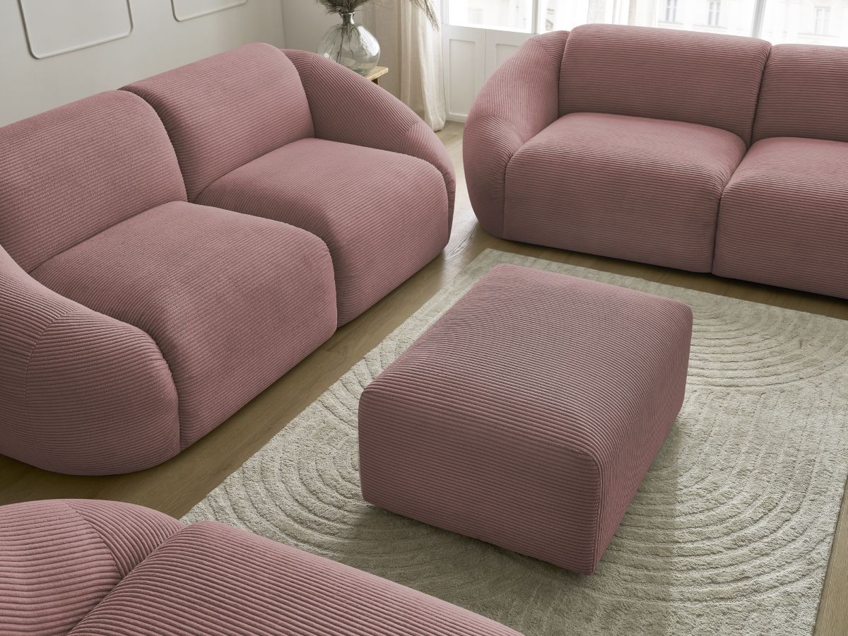 Bobochic Tina Sofa 7-Sitzer mit Pouf Cordsamt Rosa
