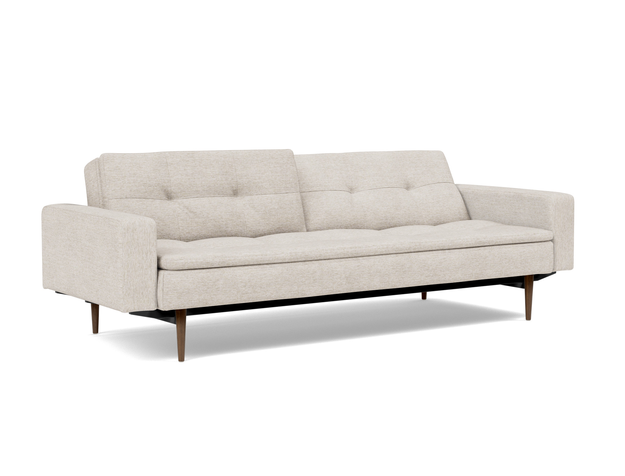 Schlafsofa Dublexo mit Armlehnen Chenille Yuveno 470-Natural Beine Styletto Eiche dunkel