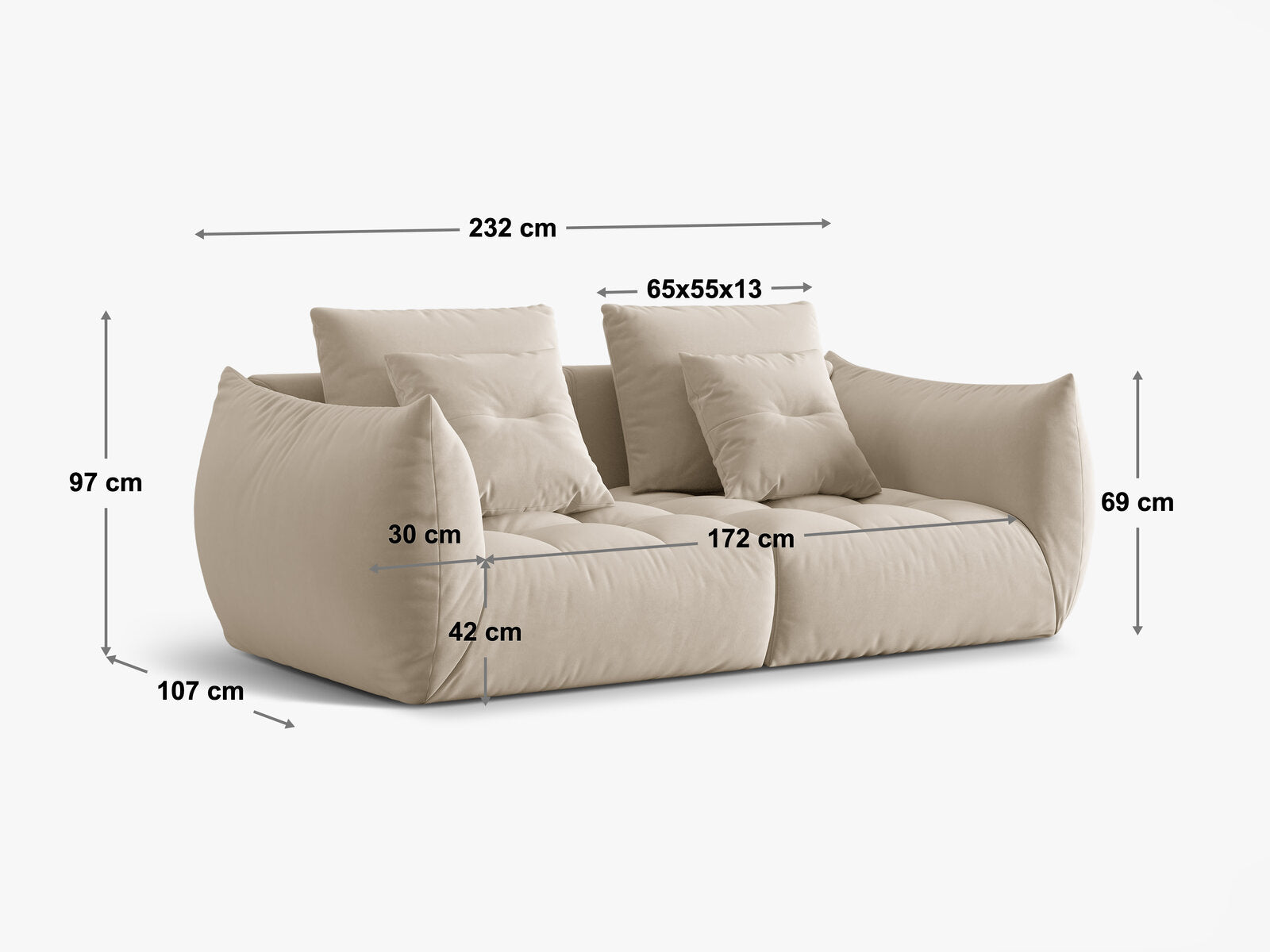 Micadoni Sofa Bloom 3-Sitzer Strukturierter Stoff Wind Moßgrün