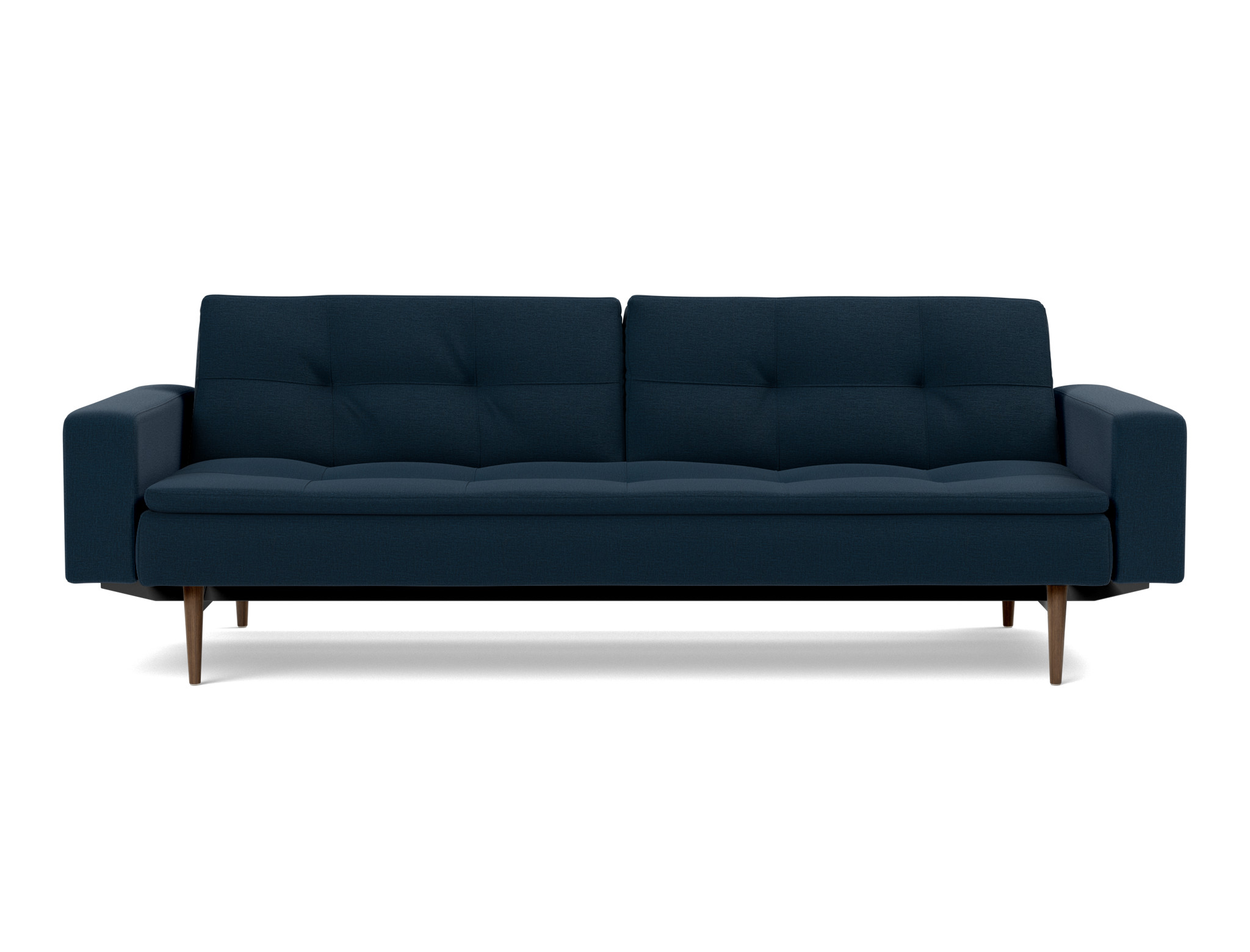 Schlafsofa Dublexo mit Armlehnen Flachgewebe Mixed Dance 528-Blue Beine Styletto Eiche dunkel