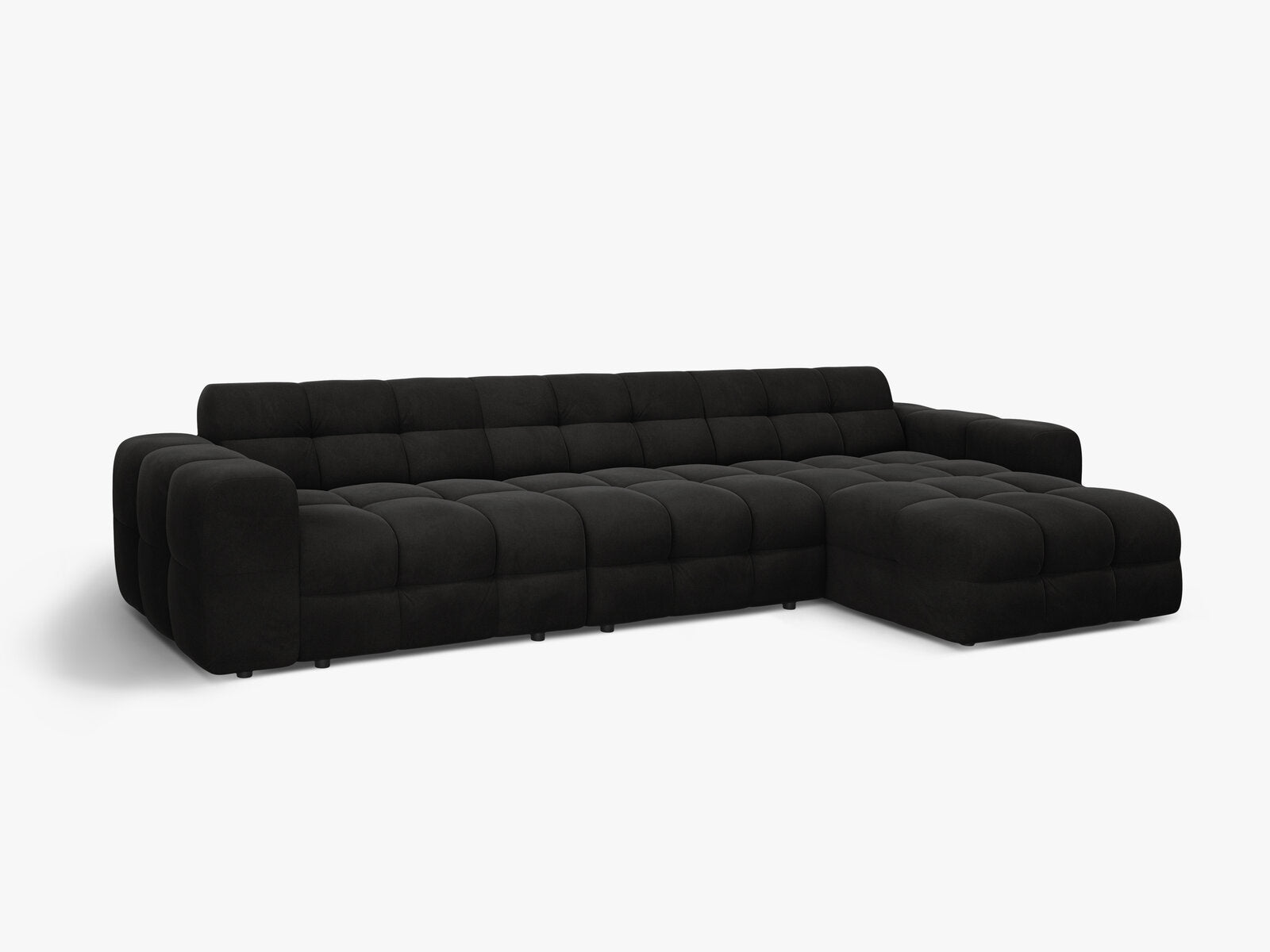 Micadoni Ecksofa Kendal 5-Sitzer Rechts Samt Magic Velvet Schwarz