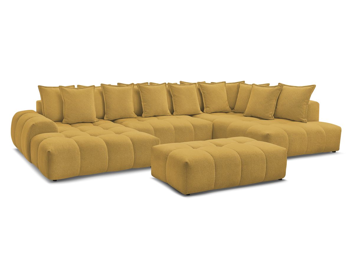 Bobochic Everest Wohnlandschaft mit Pouf, 14 Kissen Melange-Stoff Gelb Ecke links