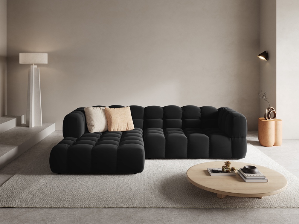 Cosmopolitan Design Ecksofa Sky 4-Sitzer mittlere Version Samt Casino Schwarz Links