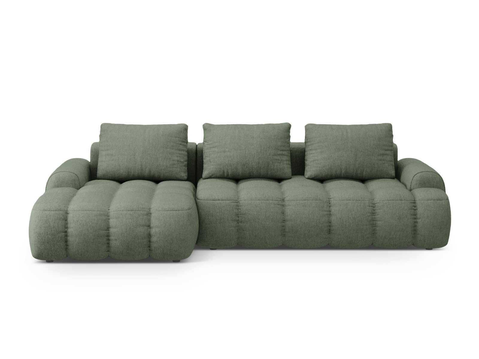 Cosmopolitan Design Ecksofa Linz 3-Sitzer mit Schlaffunktion Strukturierter Stoff Sorella Dunkles Olivgrün Links