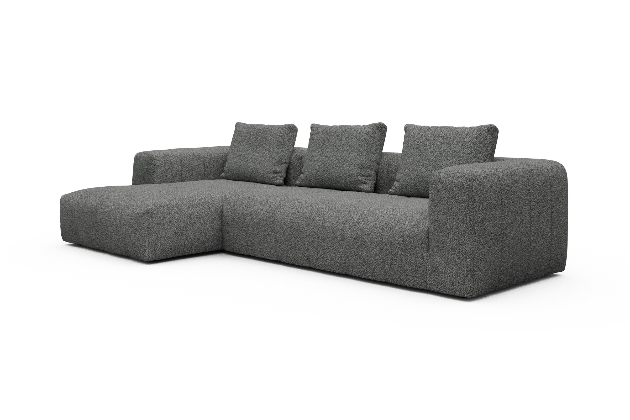 Ecksofa Hugo 2,5-Sitzer Armlehne rechts mit Chaiselongue Vanora-Warm-Grey
